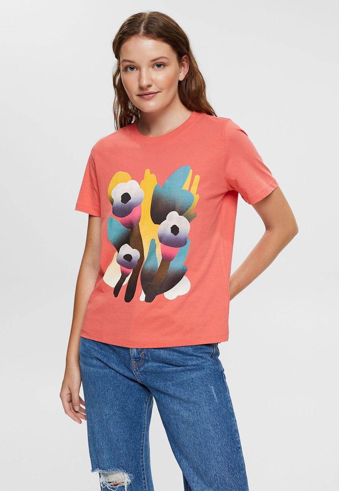 Polera Manga Corta Abstract Flowers Mujer Esprit-0