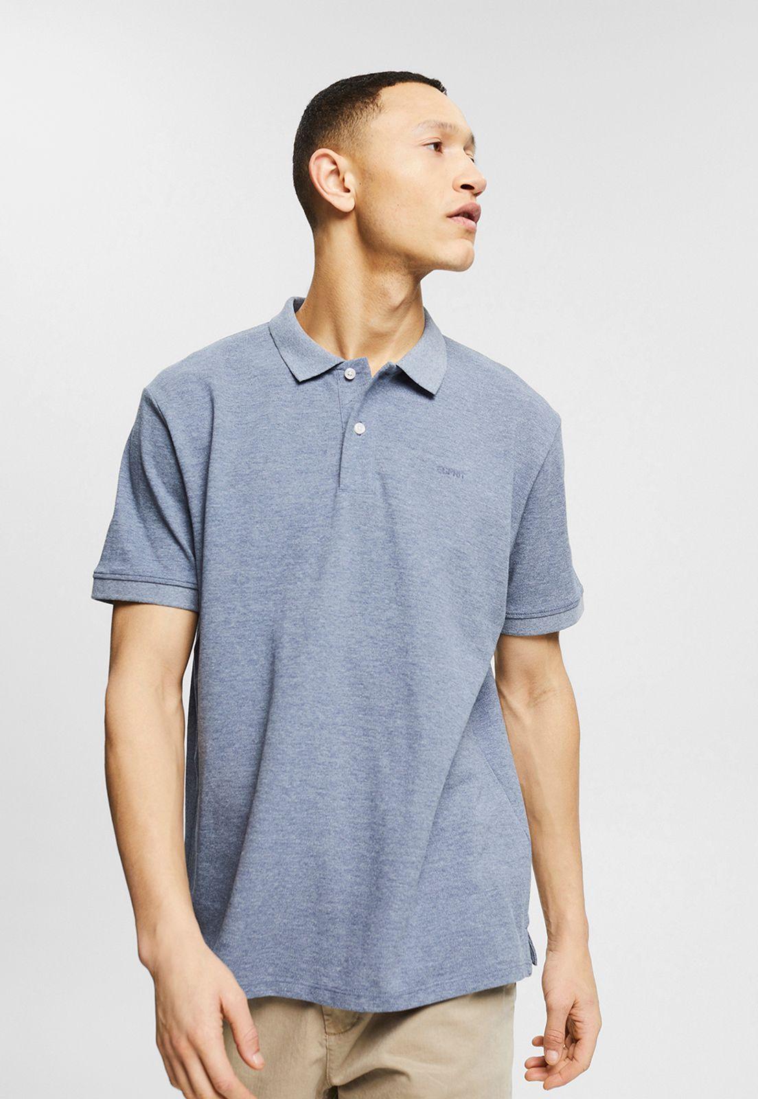 Polo En Mezcla De Algodón Ecológico Esprit Azul oscuro-0