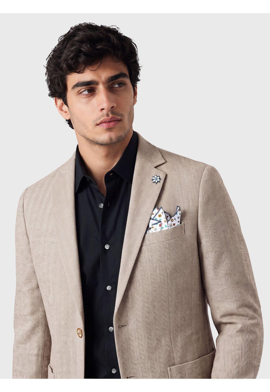 Blazer Lino-Algodón Tailored Fit Café Arrow BZI3420CA-2
