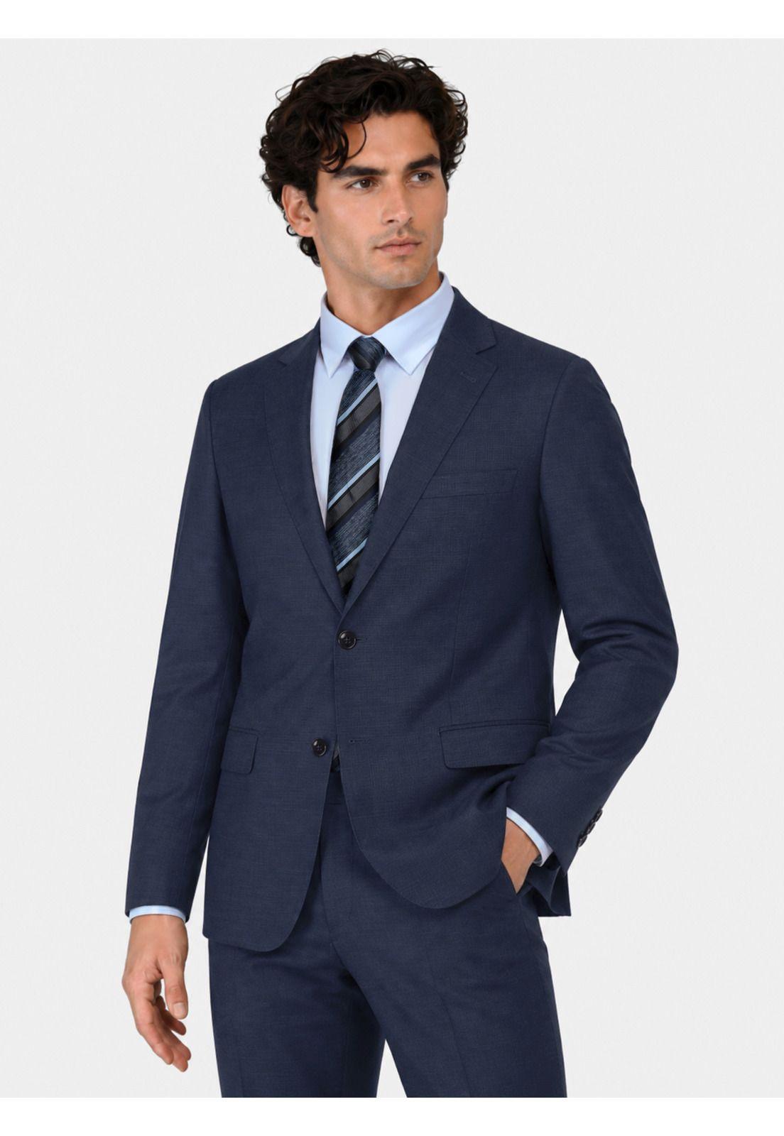 Traje Lana Texturado Tailored Fit Azul Arrow AM3402AZ-2