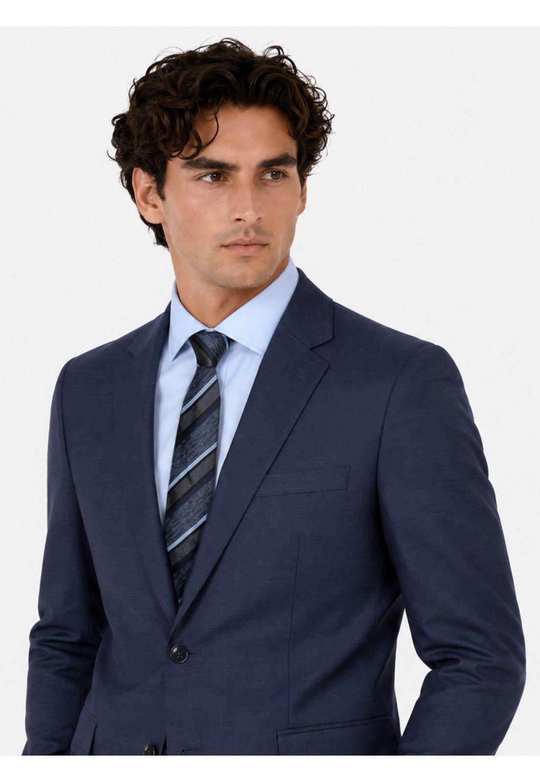 Traje Lana Texturado Tailored Fit Azul Arrow AM3402AZ-3