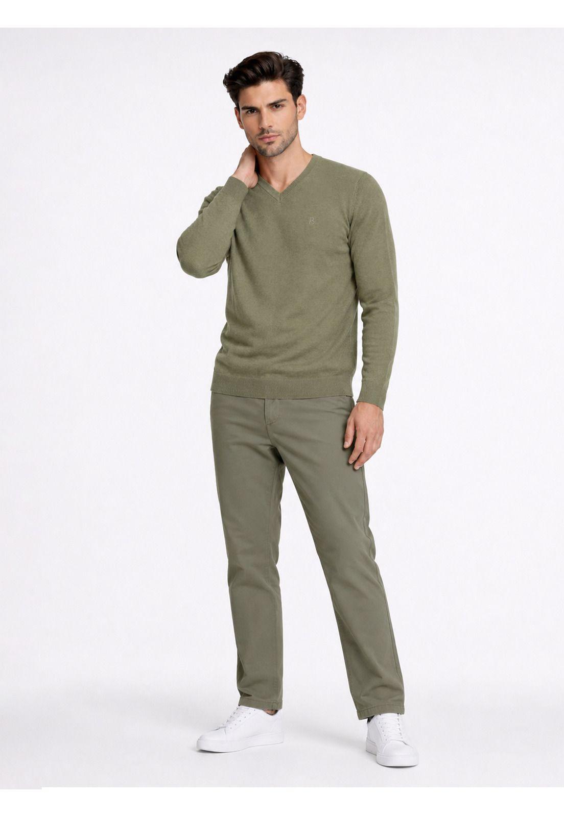 Sweater Cuello V Regular Fit Oliva Piero Butti PBDVI20OL-3