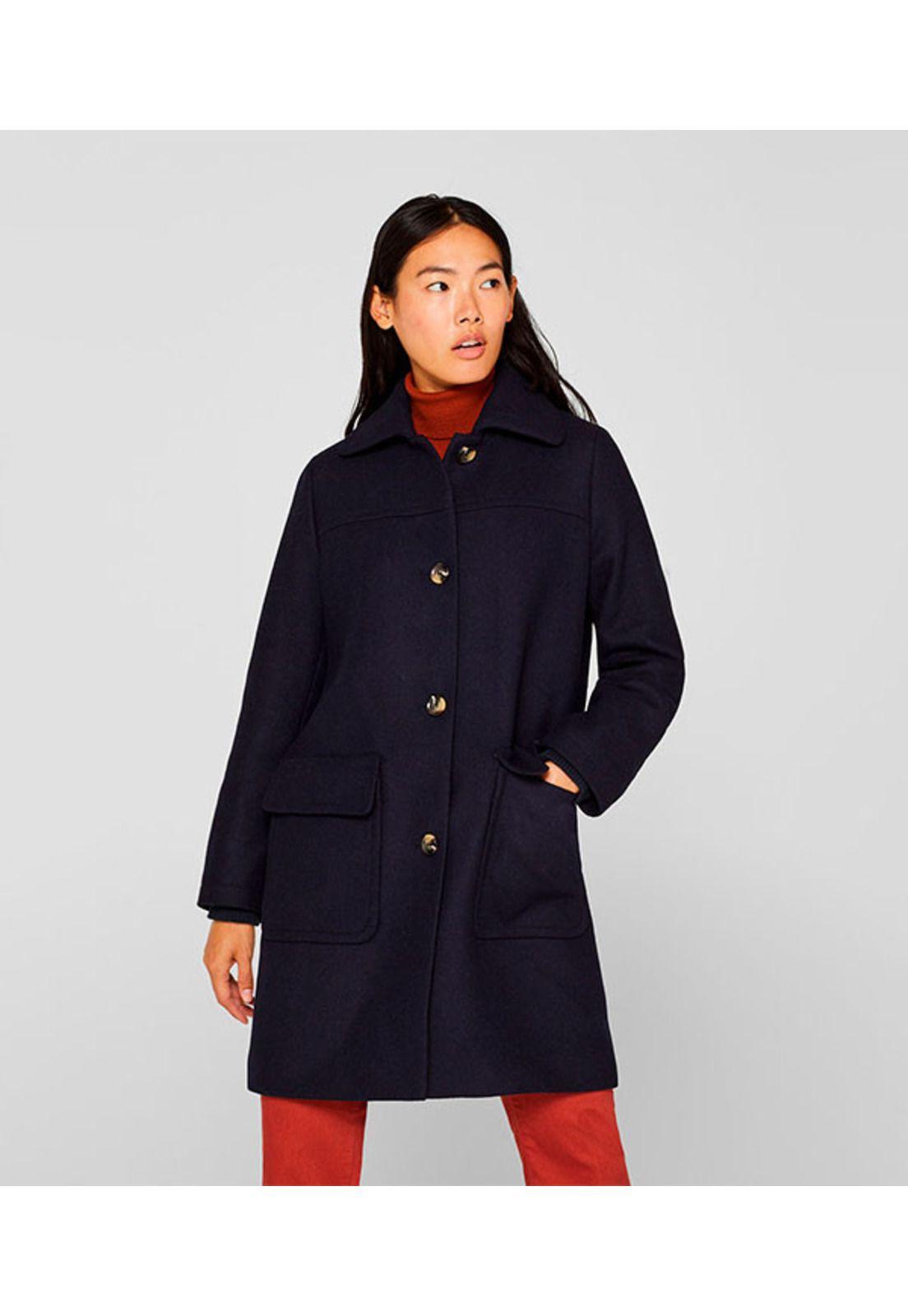 Con lana: abrigo con bolsillos de solapas-0