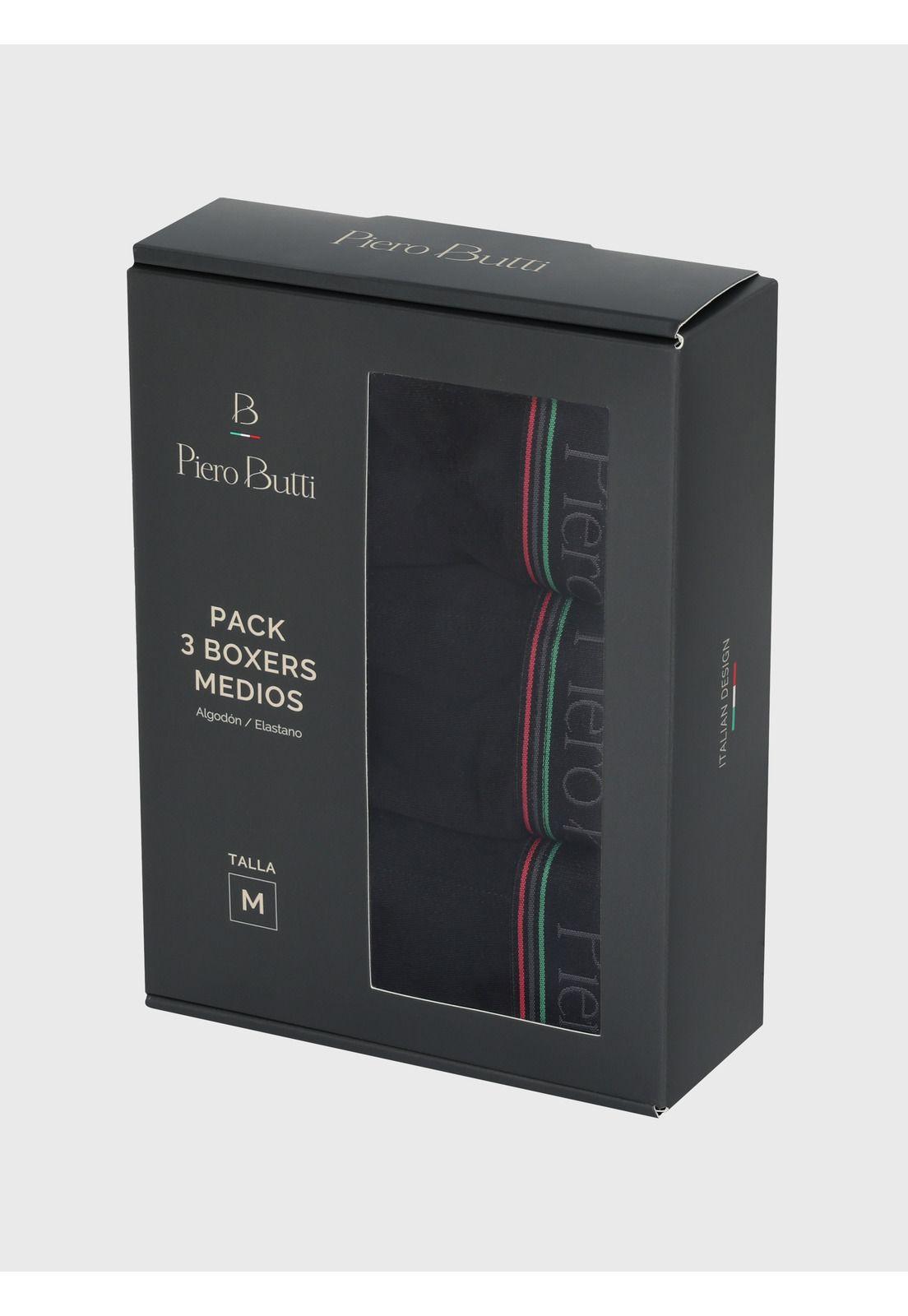 Boxer 3 Unidades Liso Negro Piero Butti PBBO310NE-2