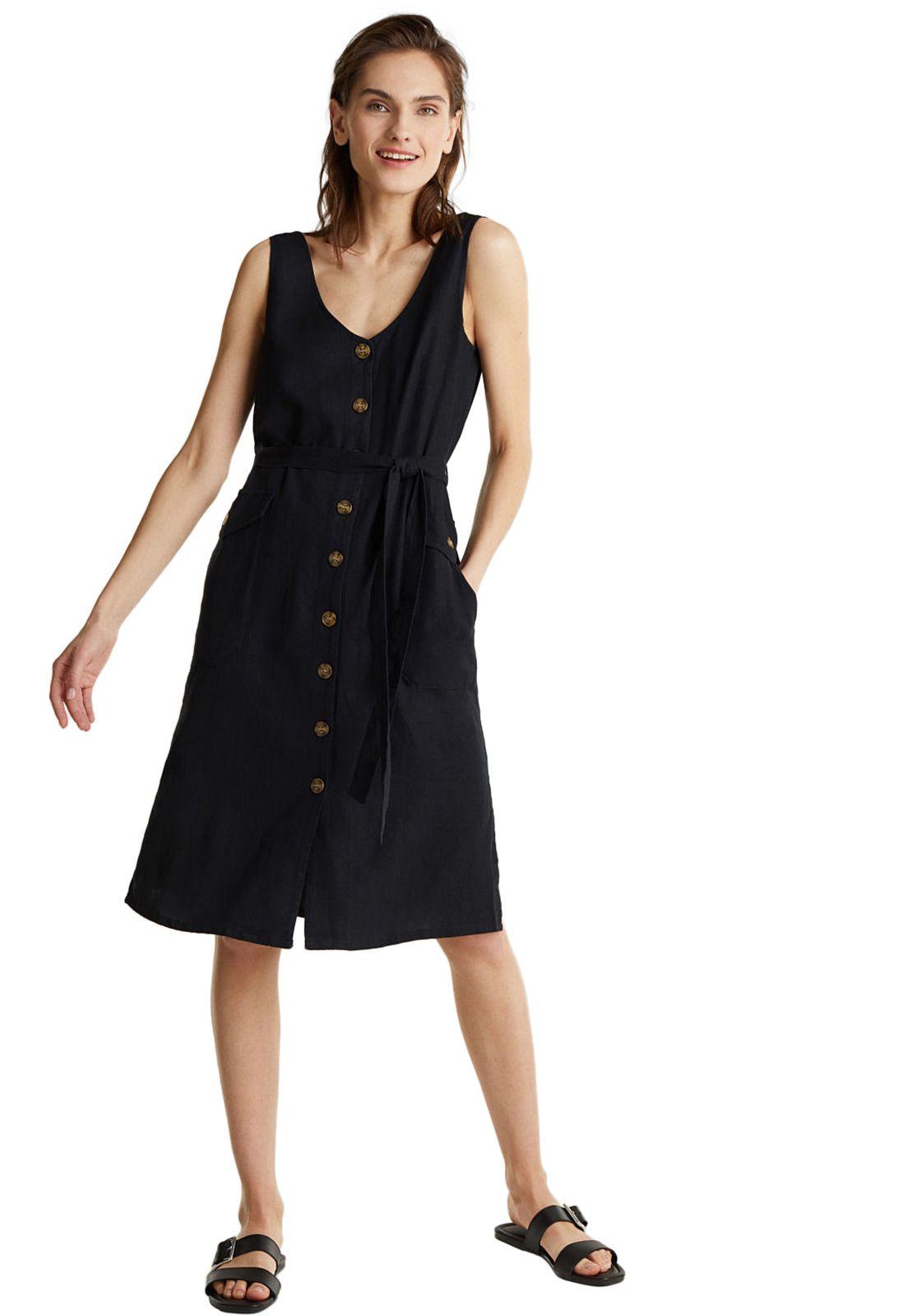 Vestido con tira de botones-0