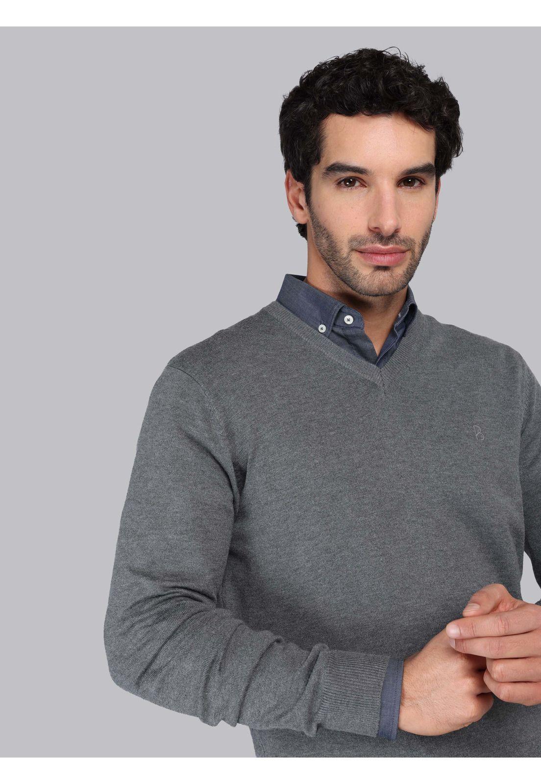 Sweater Liso Cuello V Piero Butti PBCII20GR-2