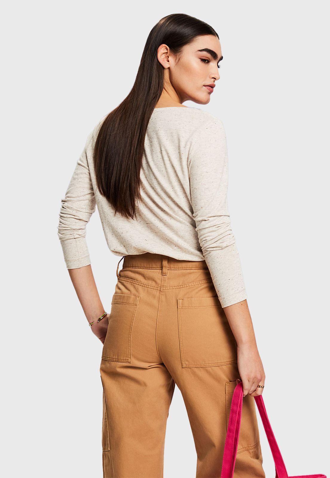 Polera De Manga Larga Con Cuello Ancho Mujer Esprit-1