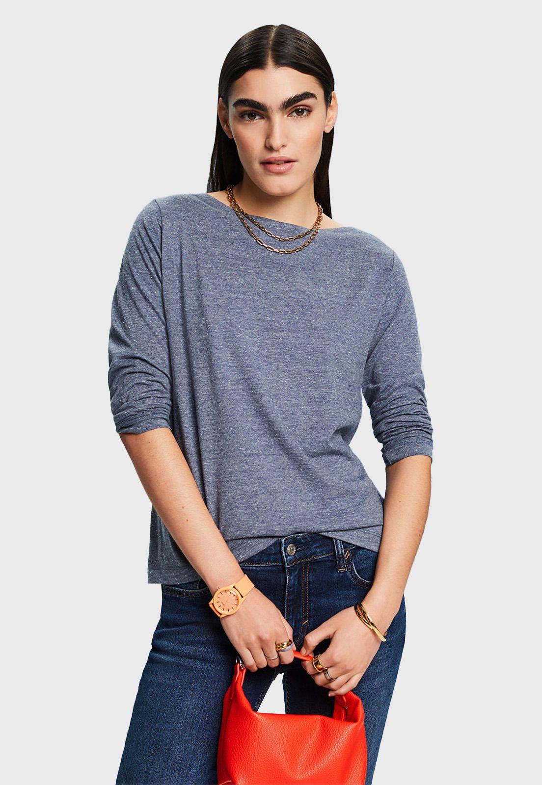 Polera De Manga Larga Con Cuello Ancho Mujer Esprit-0