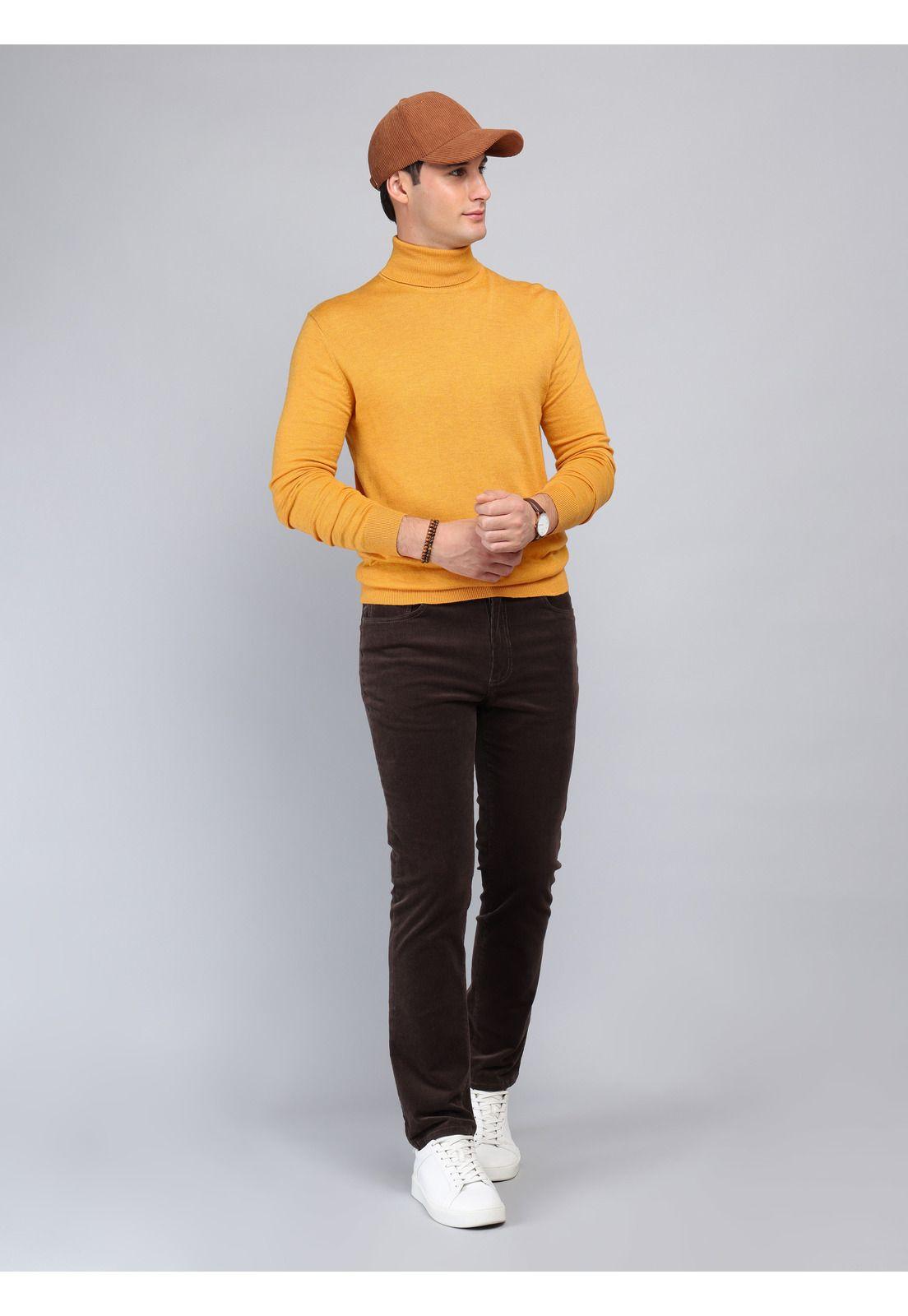 Sweater Cuello Alto Regular Fit Mostaza Arrow SW33085MT-3