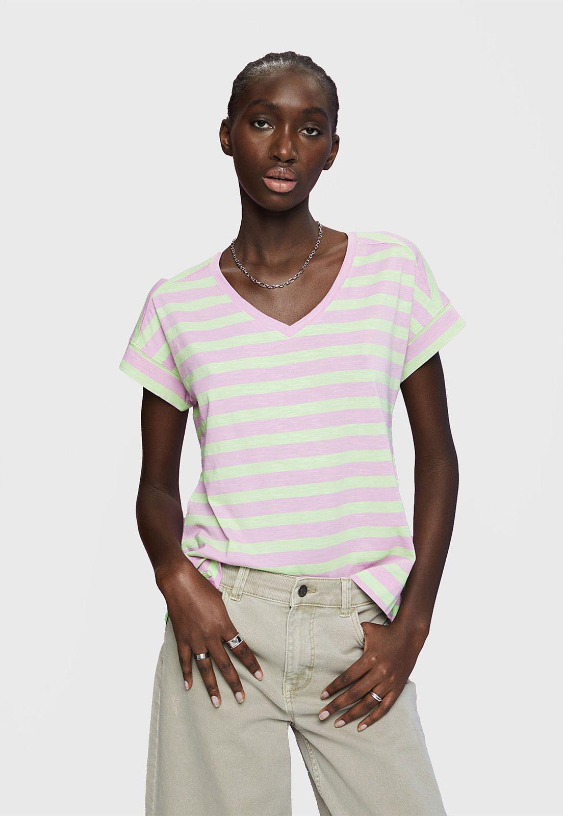 Polera De Algodón A Rayas Combinadas Mujer Esprit-0