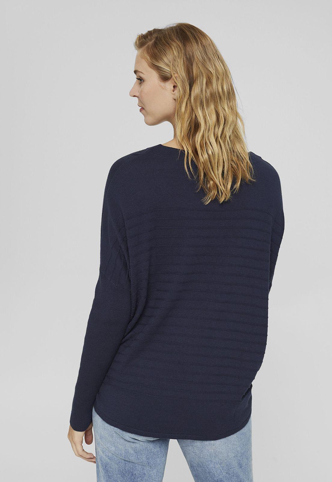 Sweater Mujer Liso Con Textura Esprit Azul marino-1