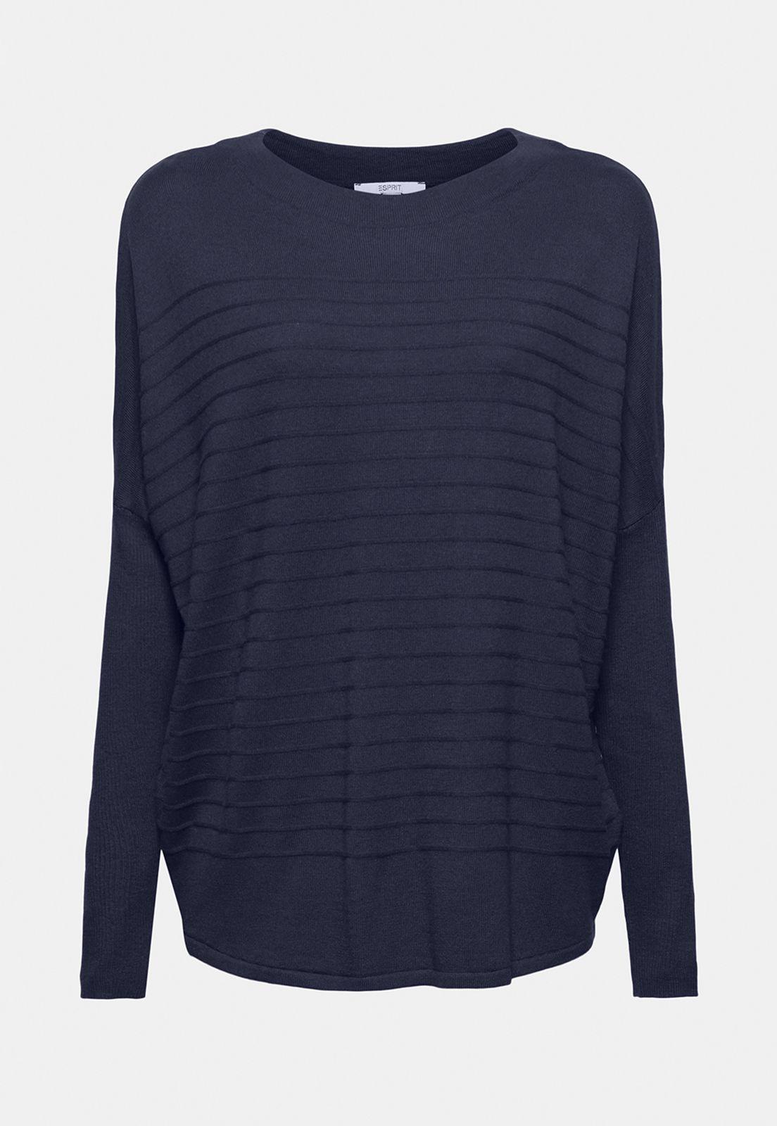 Sweater Mujer Liso Con Textura Esprit Azul marino-3