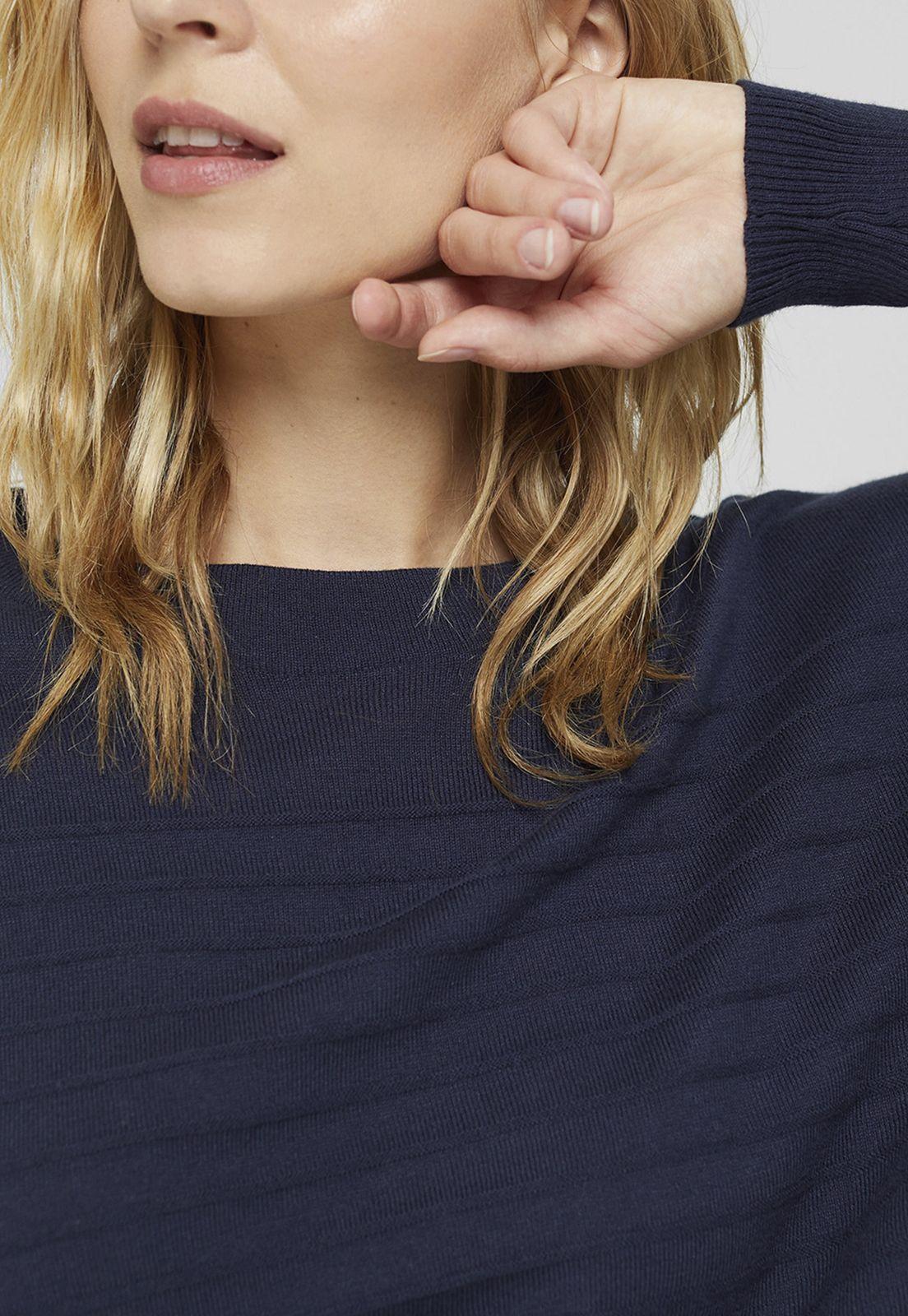 Sweater Mujer Liso Con Textura Esprit Azul marino-2