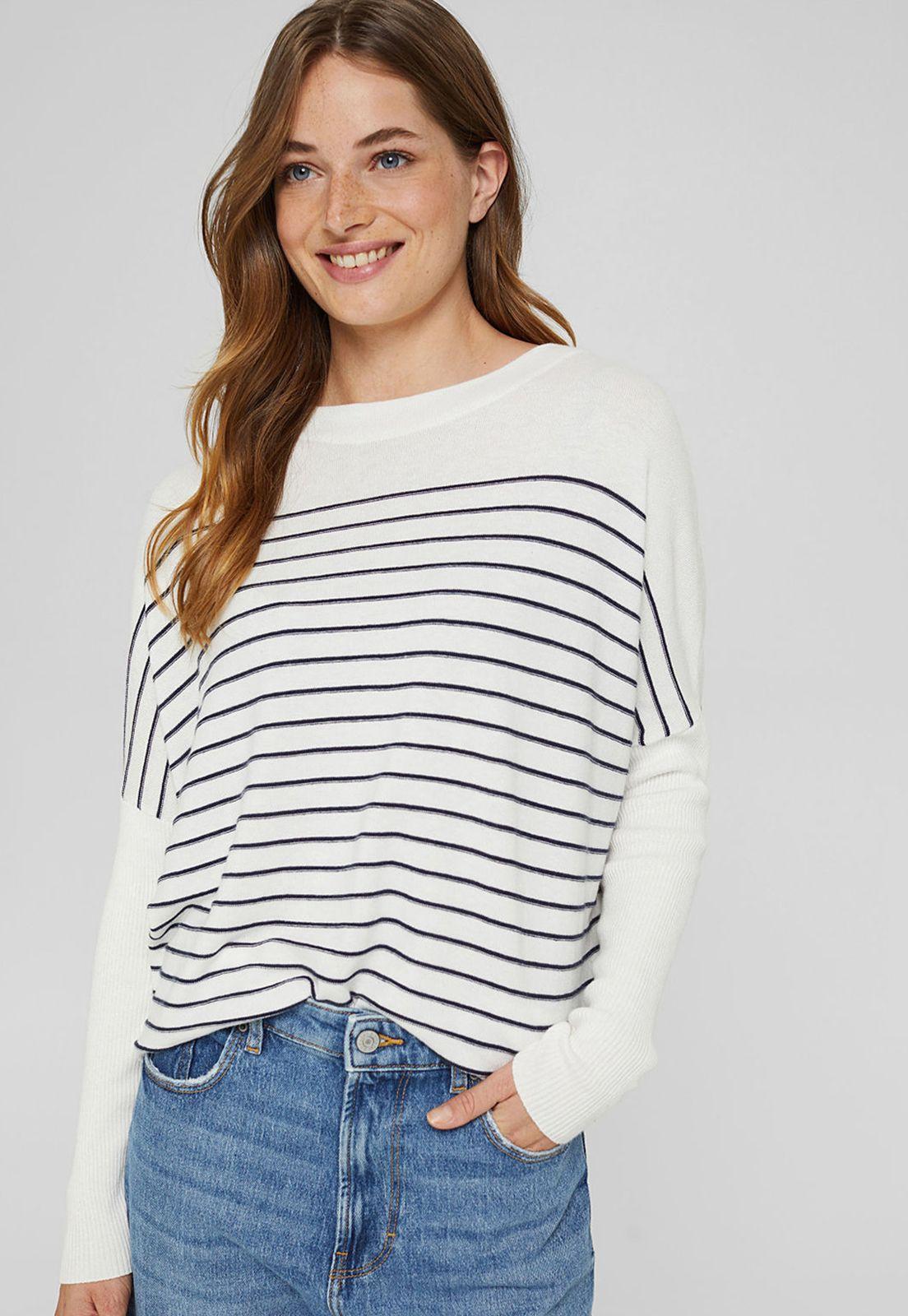 Sweater Mujer Liso Con Textura Esprit Azul marino-0