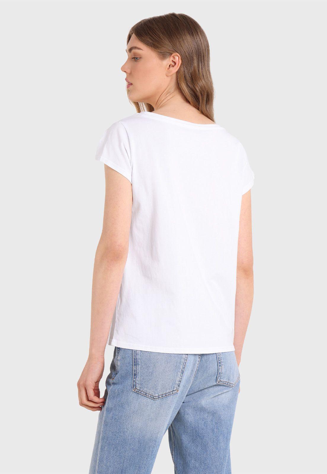 Polera Básica Cuello Redondo Con Logo Estampado Mujer Esprit-1