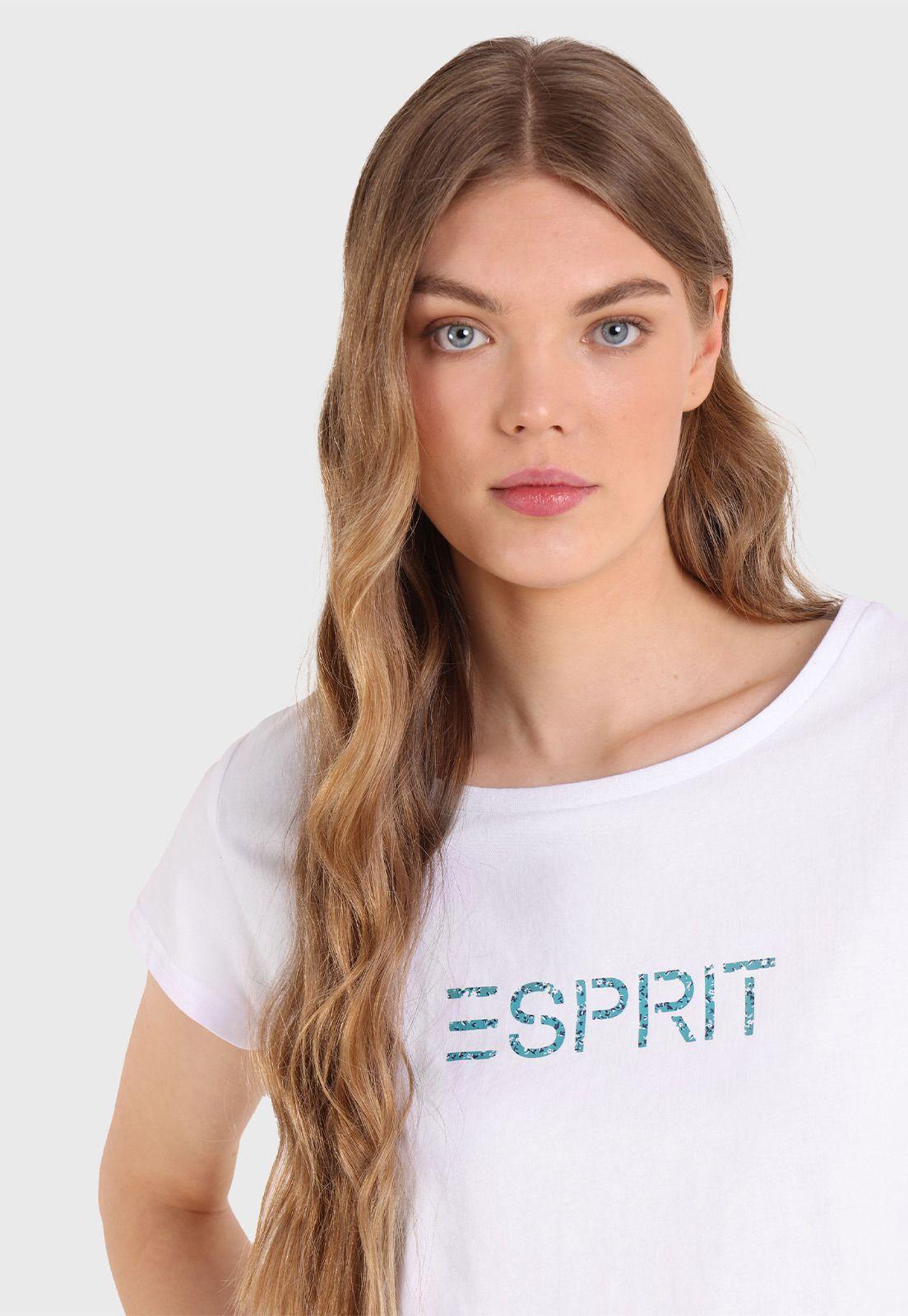 Polera Básica Cuello Redondo Con Logo Estampado Mujer Esprit-2