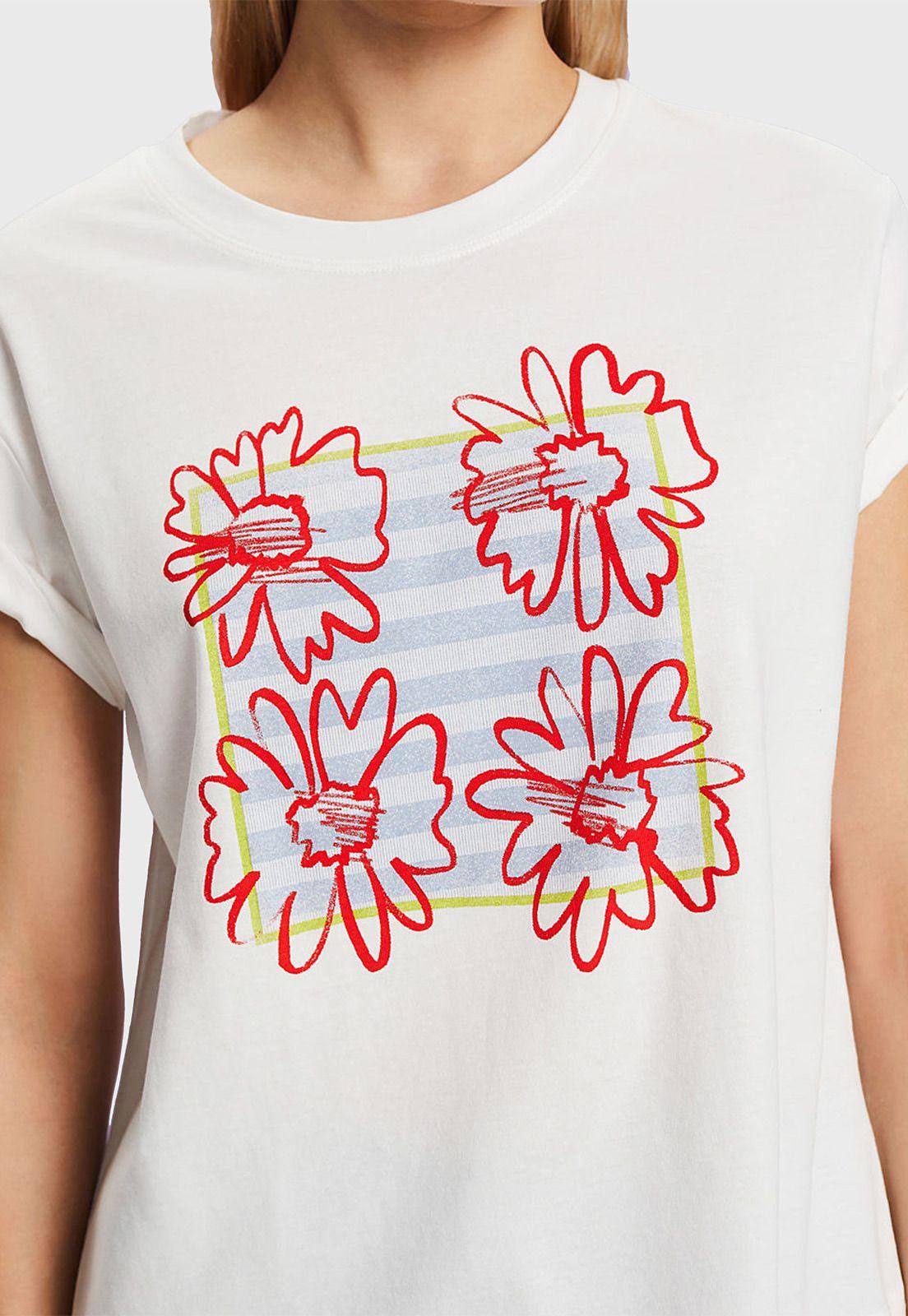 Polera Estampada De Algodón Mujer Esprit 014EE1K334-3