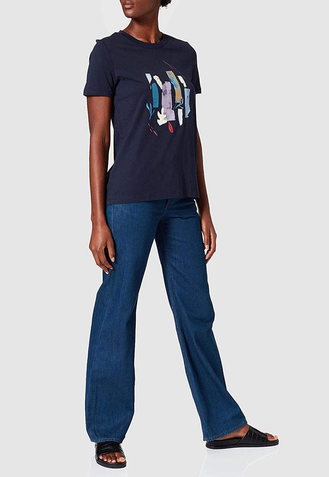 Polera Mujer Manga Corta Estampada Esprit Azul marino-0