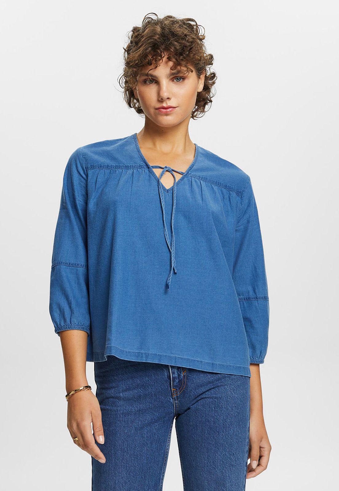 Blusa En Sarga De Algodón Mujer Esprit-0