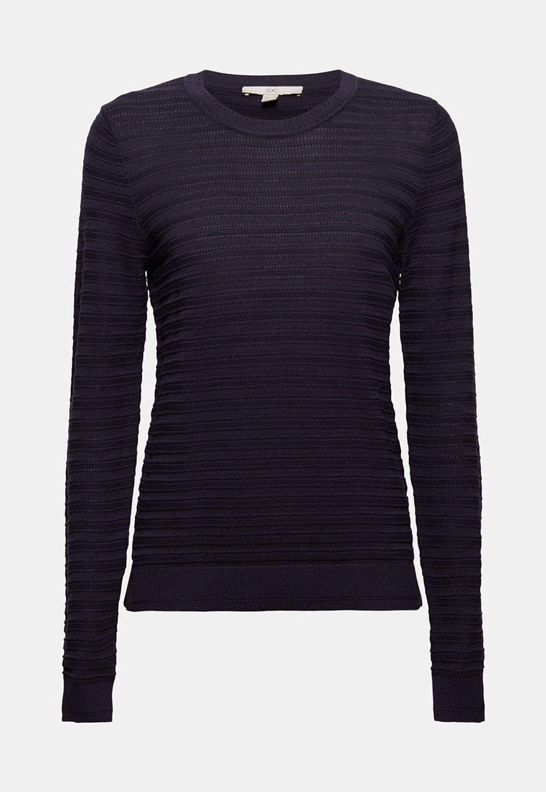 Sweater Con Textura A Rayas Esprit Azul marino-3