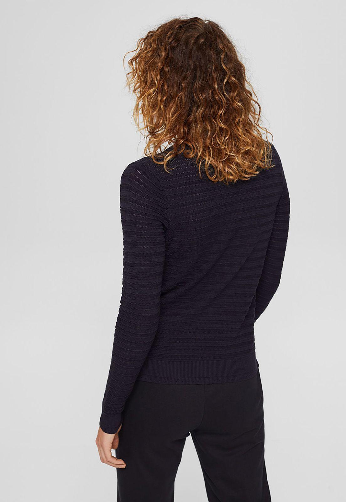 Sweater Con Textura A Rayas Esprit Azul marino-1