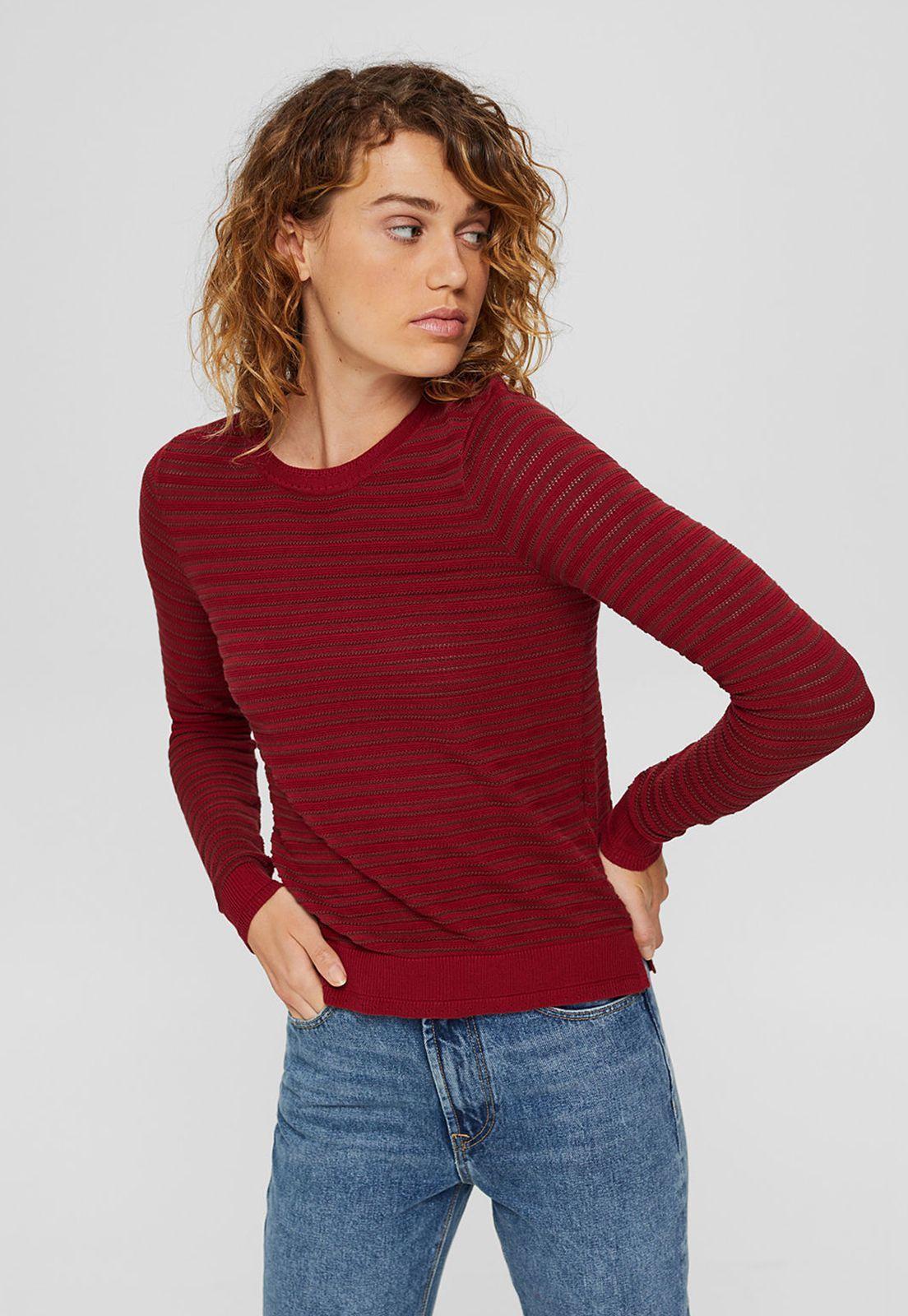 Sweater Con Textura A Rayas Esprit Azul marino-0