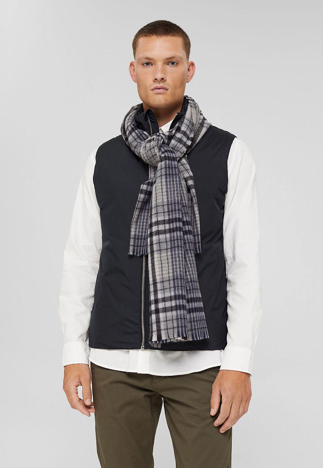 Bufanda Hombre A Cuadros Esprit Gris oscuro-2
