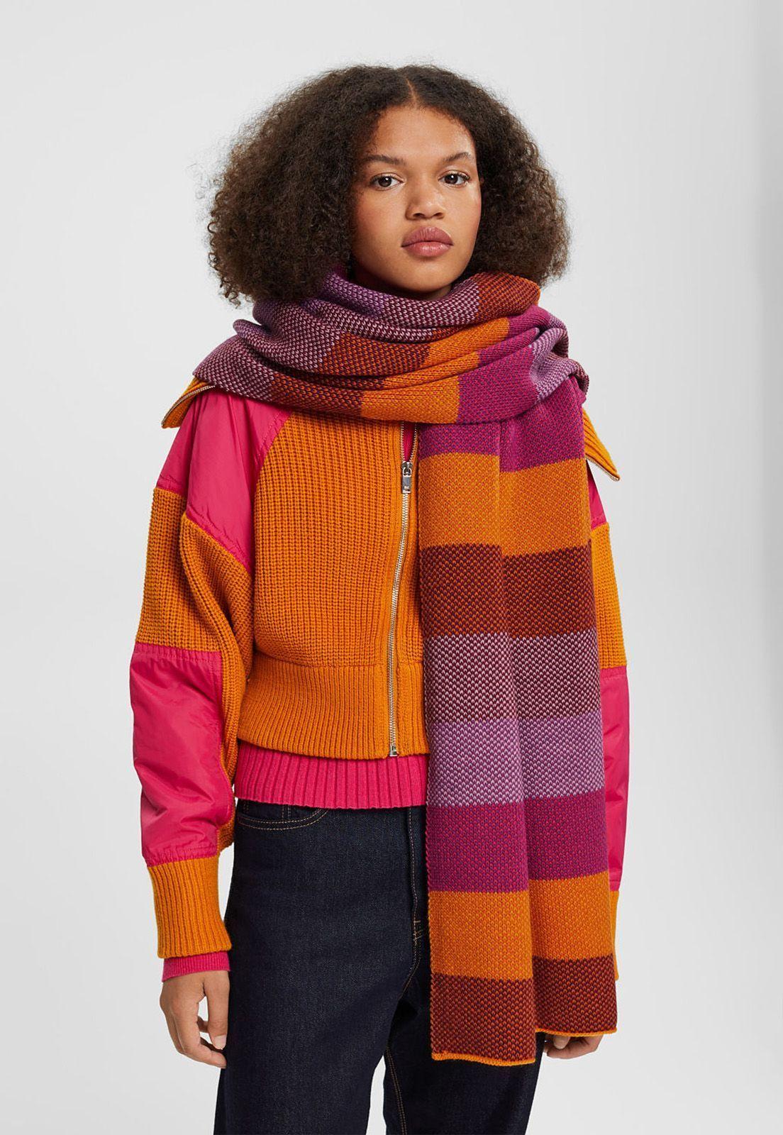 Bufanda De Punto Mujer Esprit Gris oscuro-2