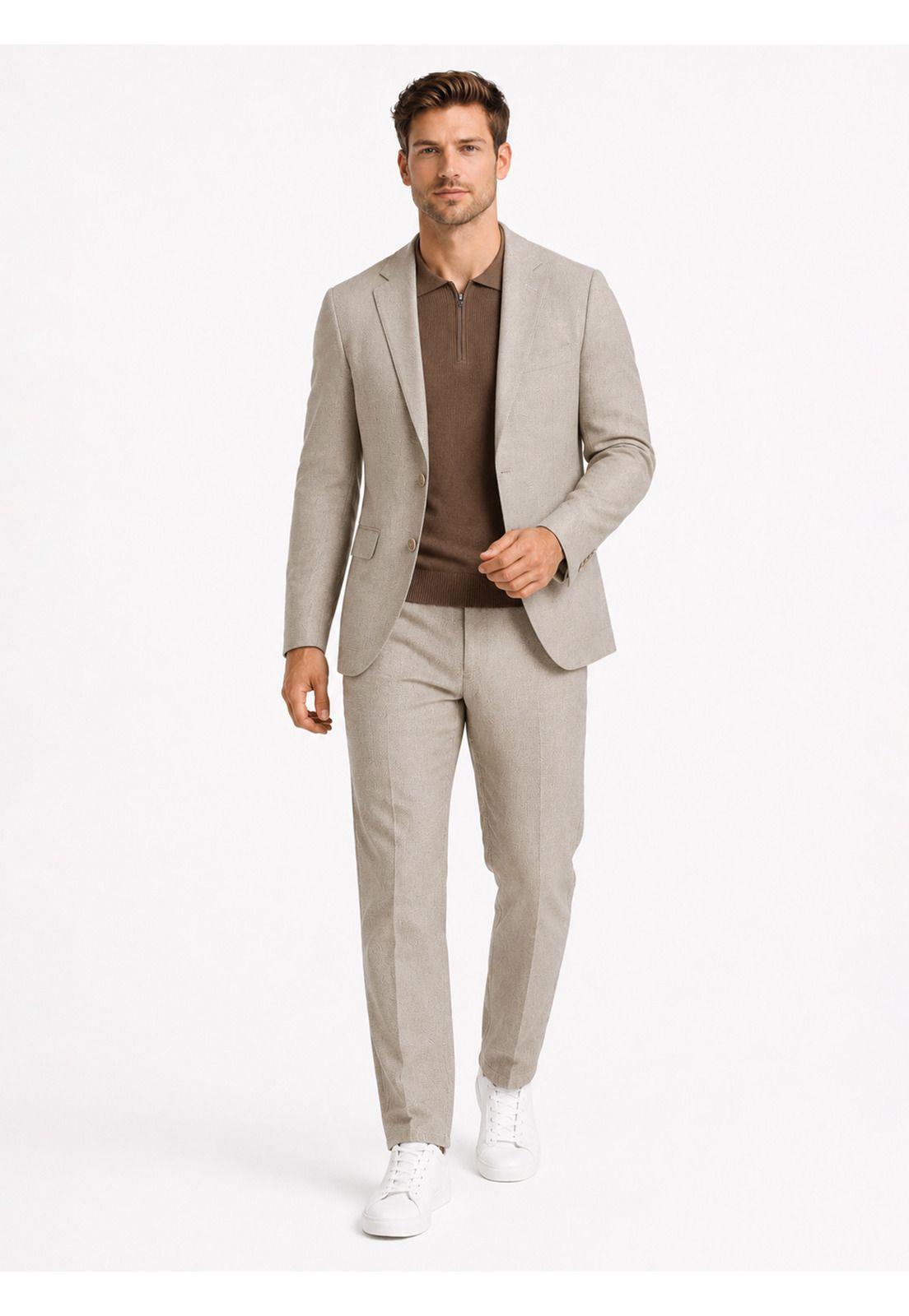Traje Poli Viscosa Spandex Tailored Fit Beige Arrow AM3413BE-0