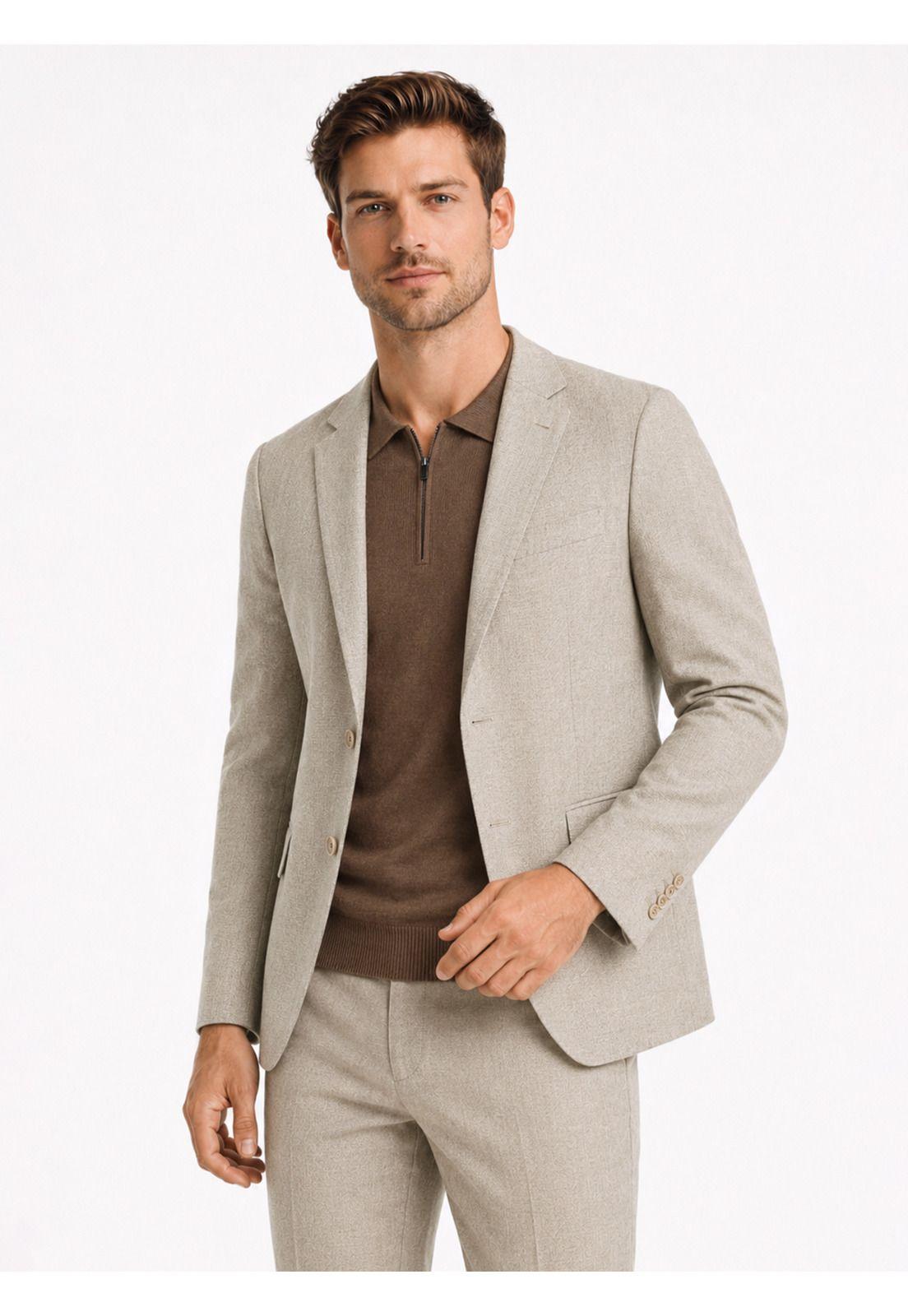 Traje Poli Viscosa Spandex Tailored Fit Beige Arrow AM3413BE-2