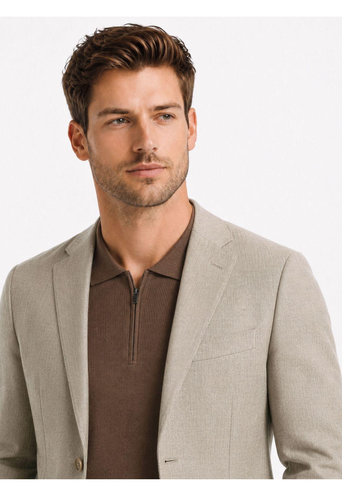Traje Poli Viscosa Spandex Tailored Fit Beige Arrow AM3413BE-3