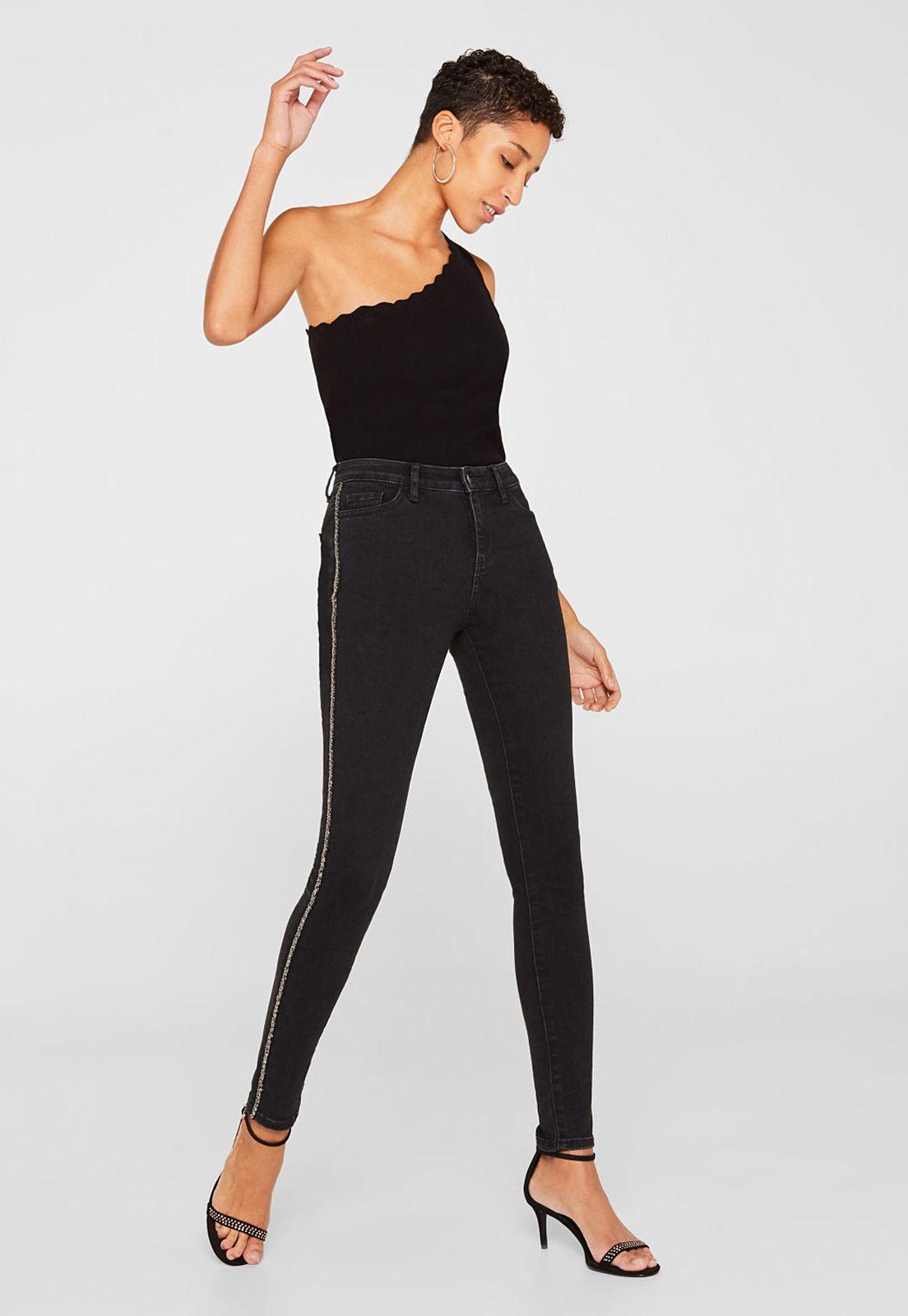 Jeans Mujer Slim Medium Rise Con Rayas Laterales  Esprit-0