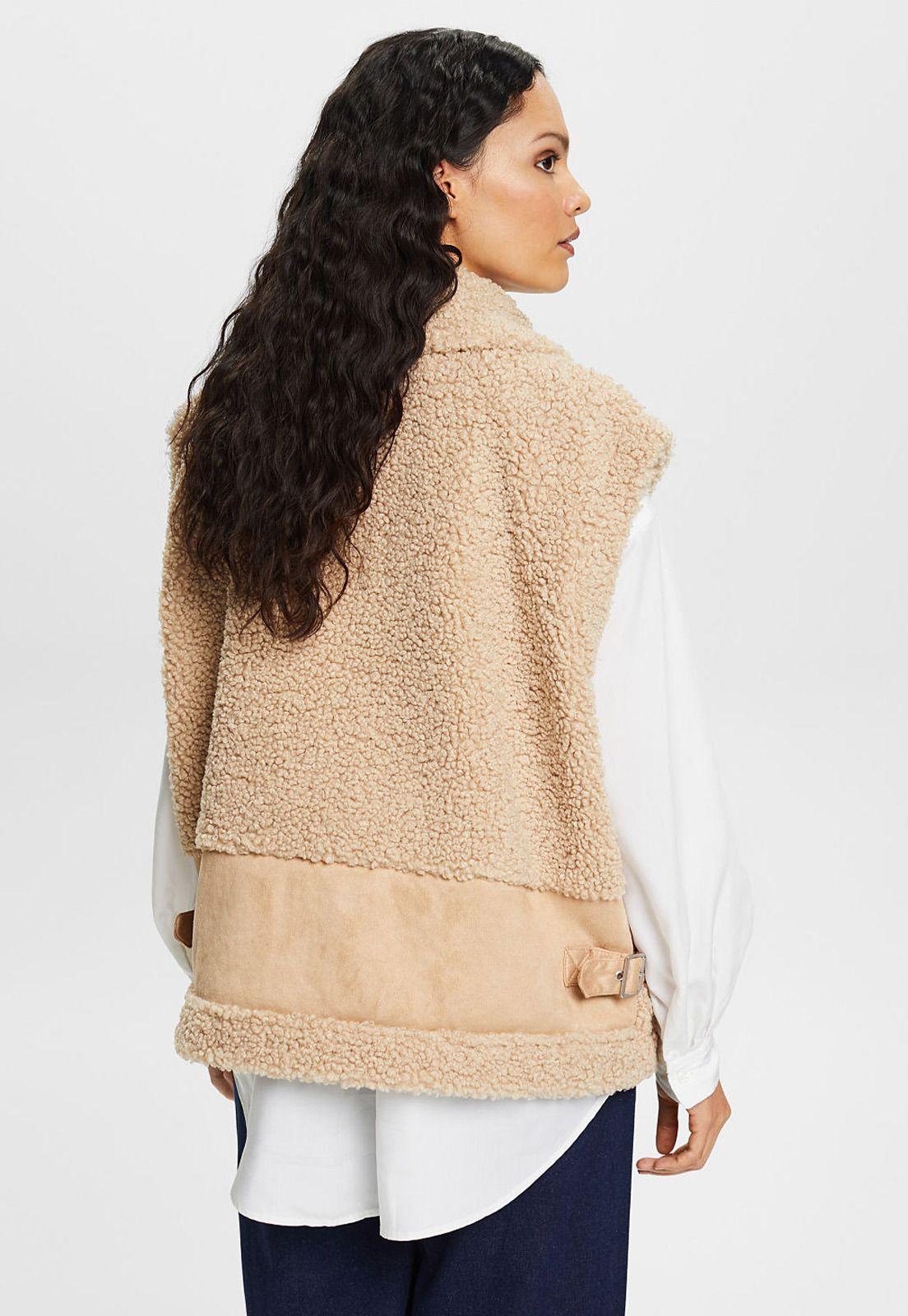 Chaqueta sin mangas de chiporro con solapas Mujer Esprit 083EE1H305-1