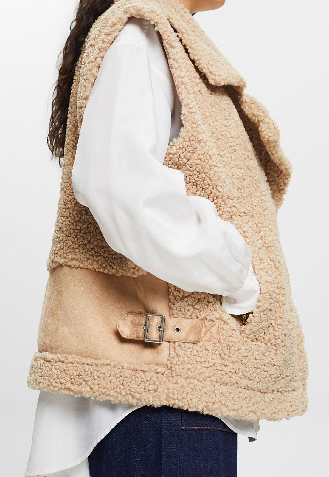 Chaqueta sin mangas de chiporro con solapas Mujer Esprit 083EE1H305-2