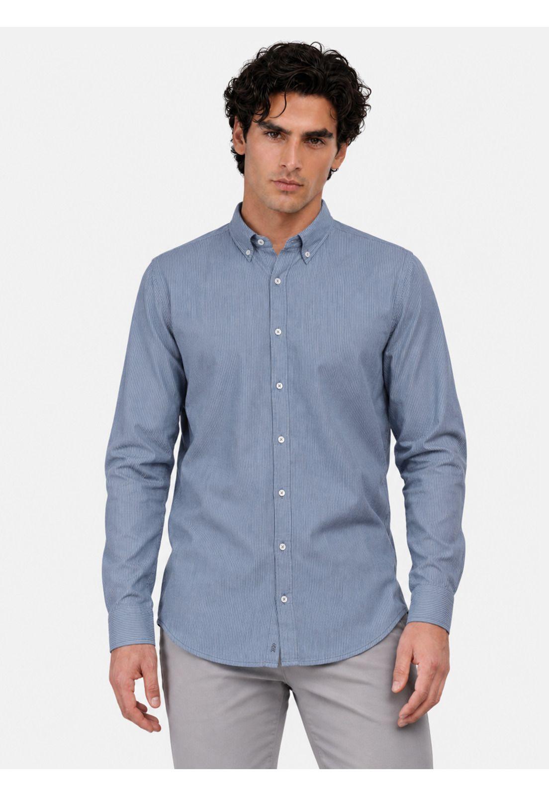 Camisa A Rayas Regular Fit Denim Arrow CM34031DE-0