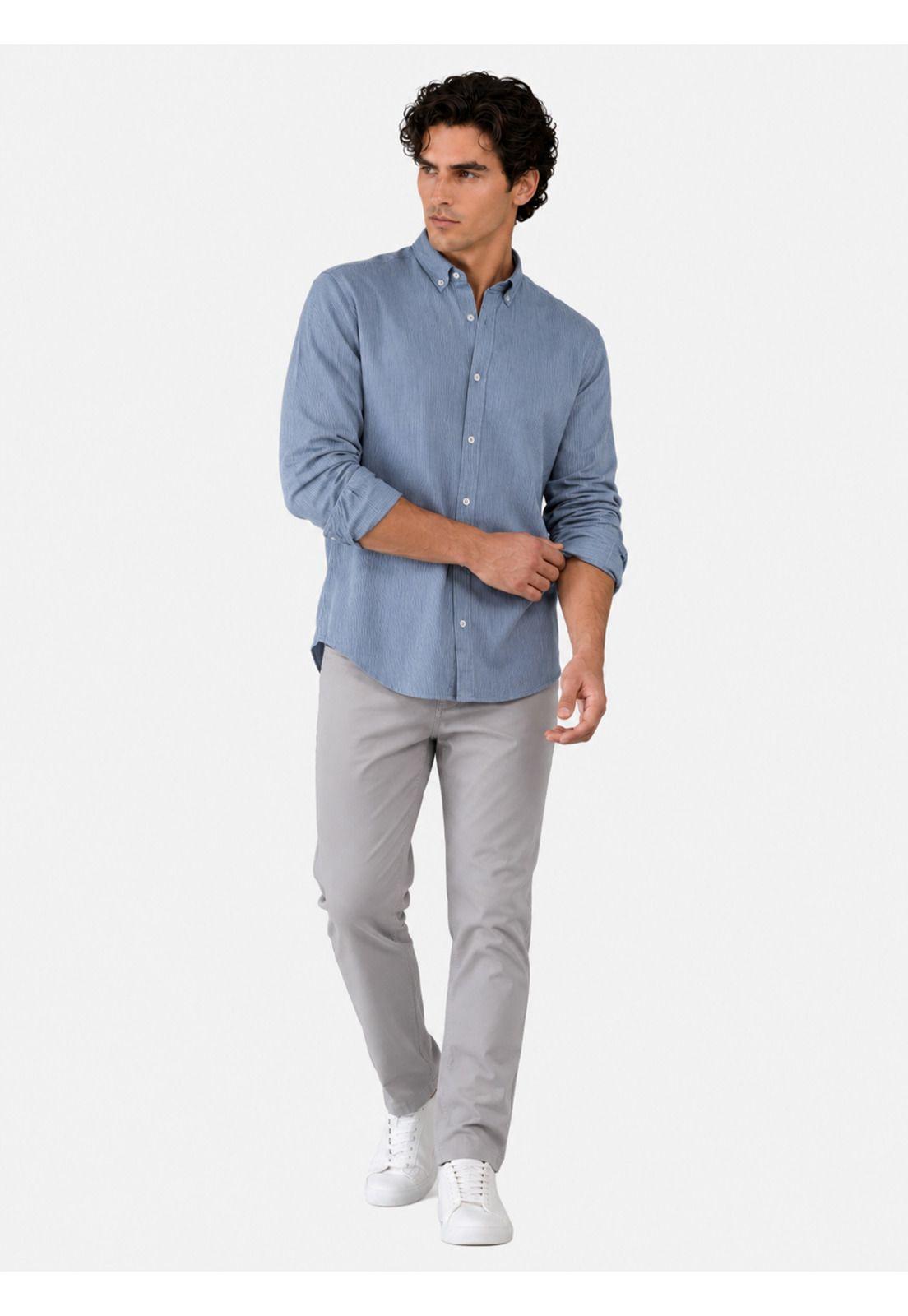 Camisa A Rayas Regular Fit Denim Arrow CM34031DE-3