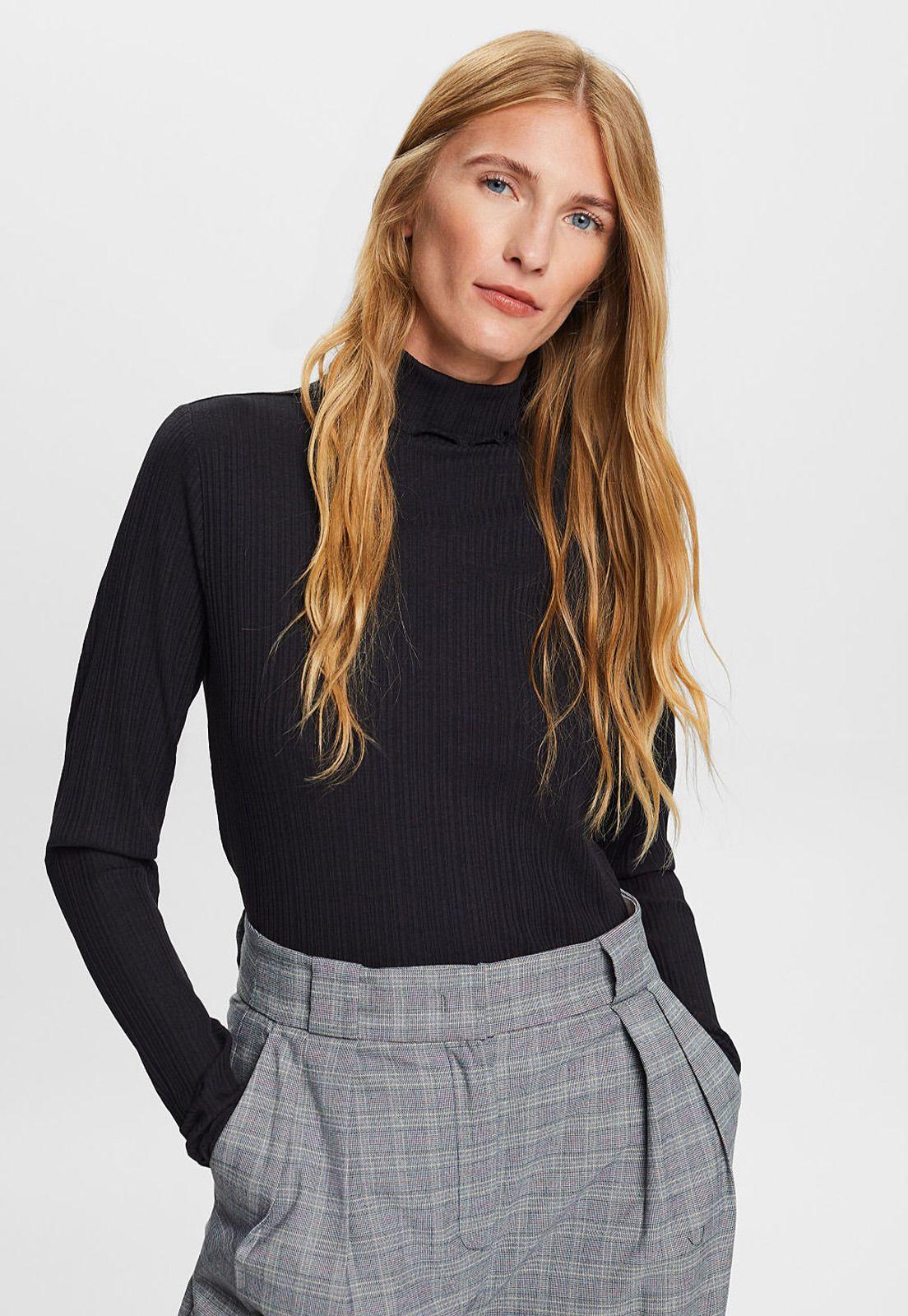 Polera de punto con cuello alto Mujer Esprit-0