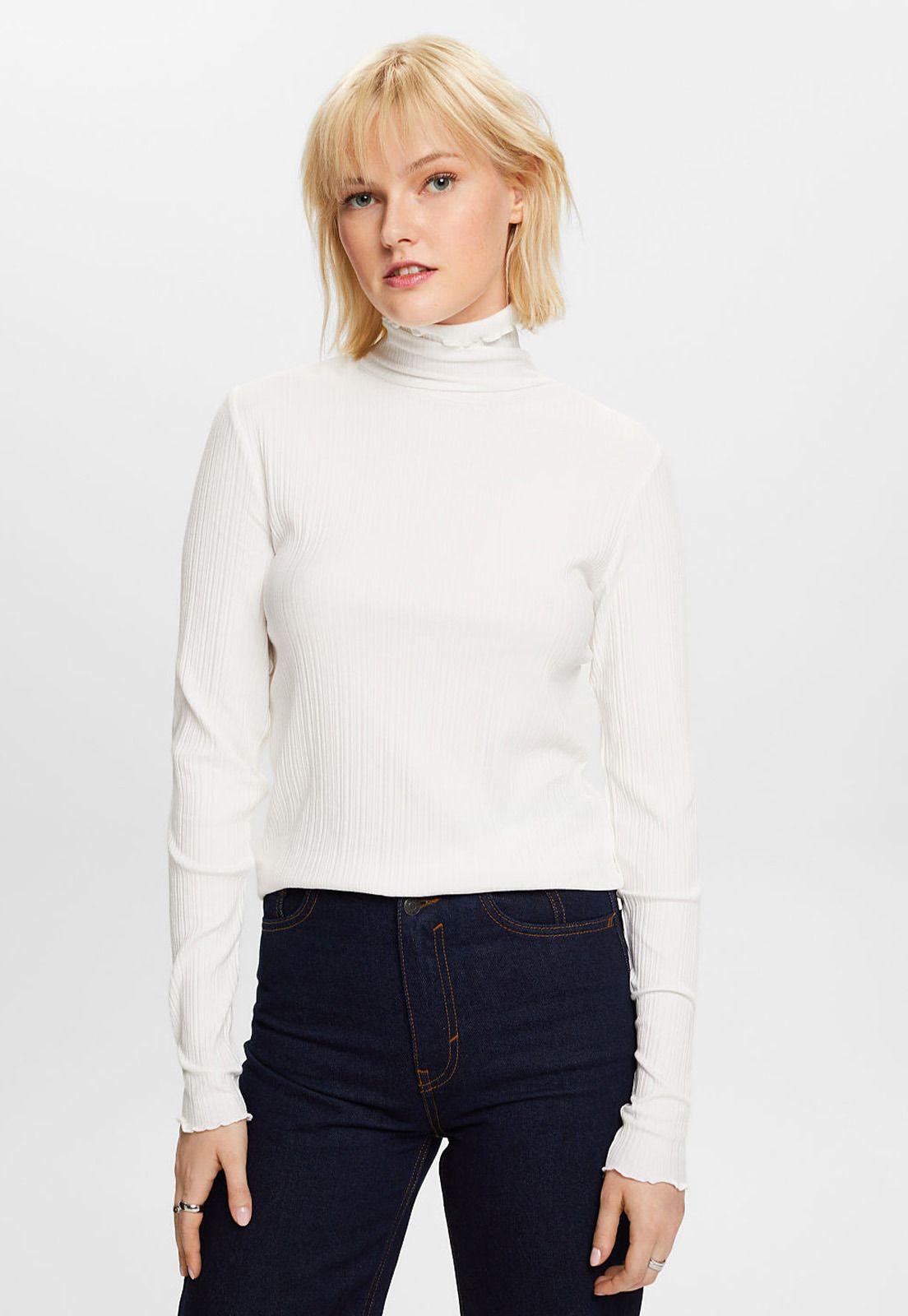 Polera de punto con cuello alto Mujer Esprit-0