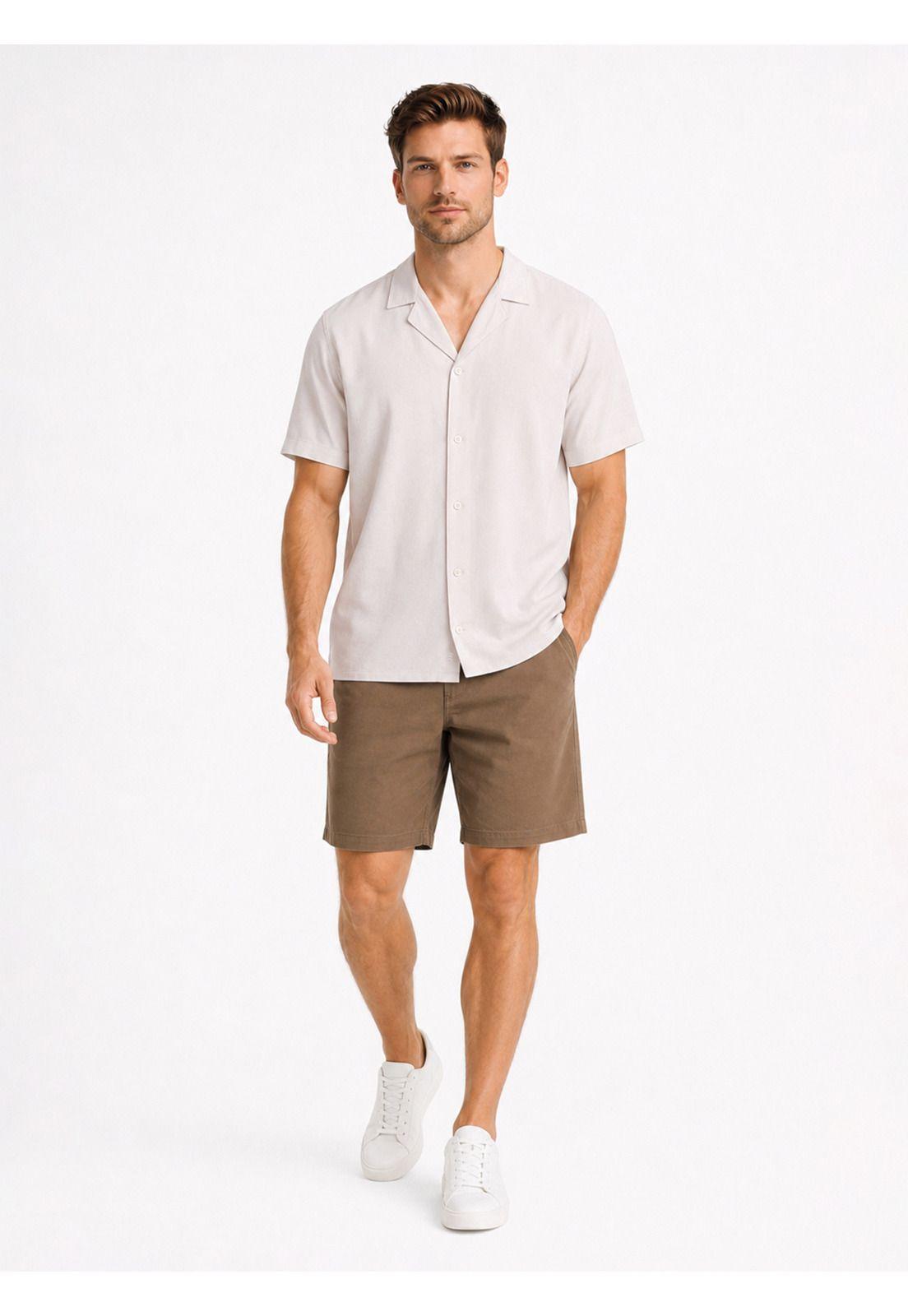 Camisa Lyocell Lino Regular Fit Beige Arrow CM34061BE-3