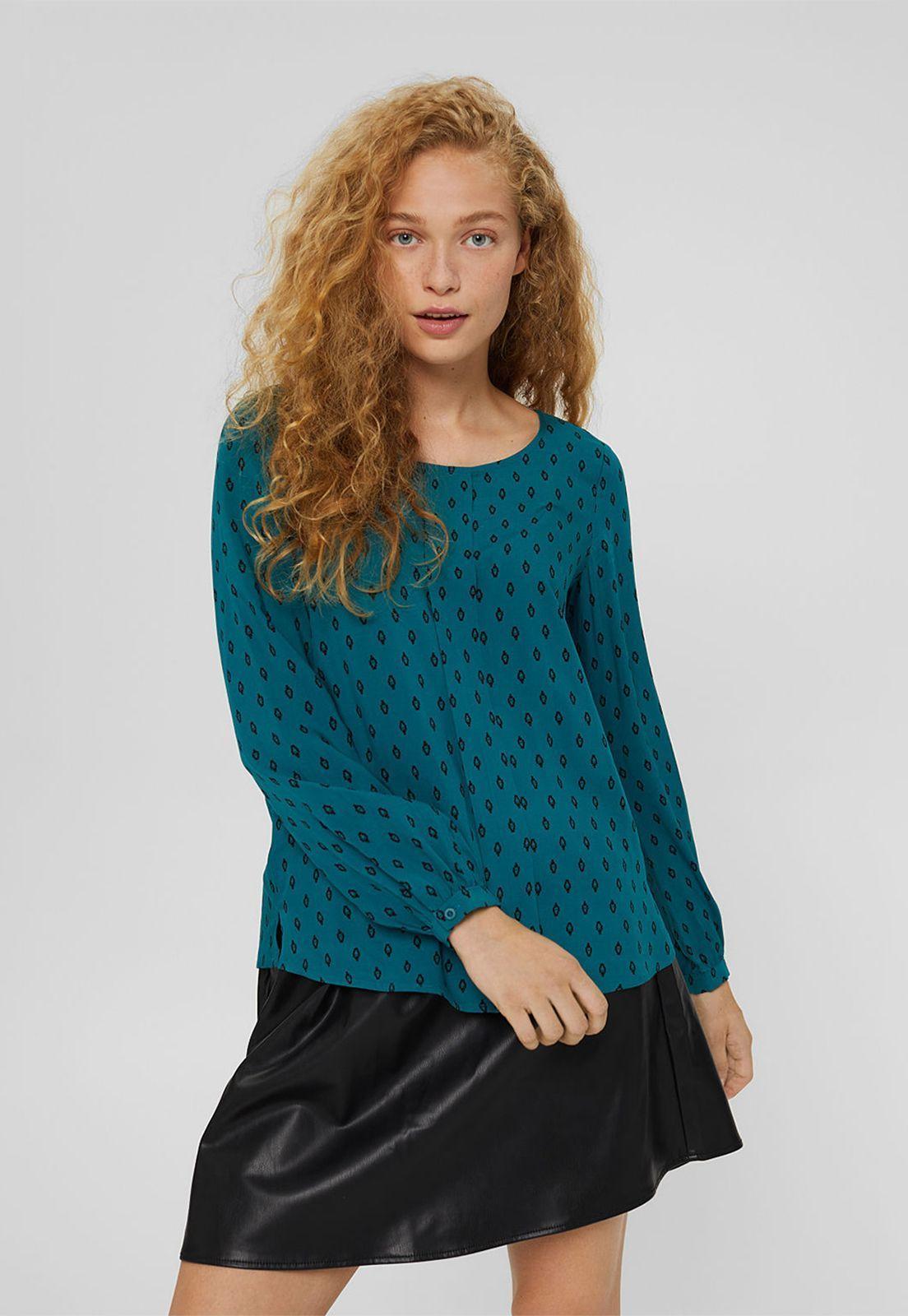 Blusa Estampada En Lenzing™ Ecovero™ Esprit Eco Negro-0