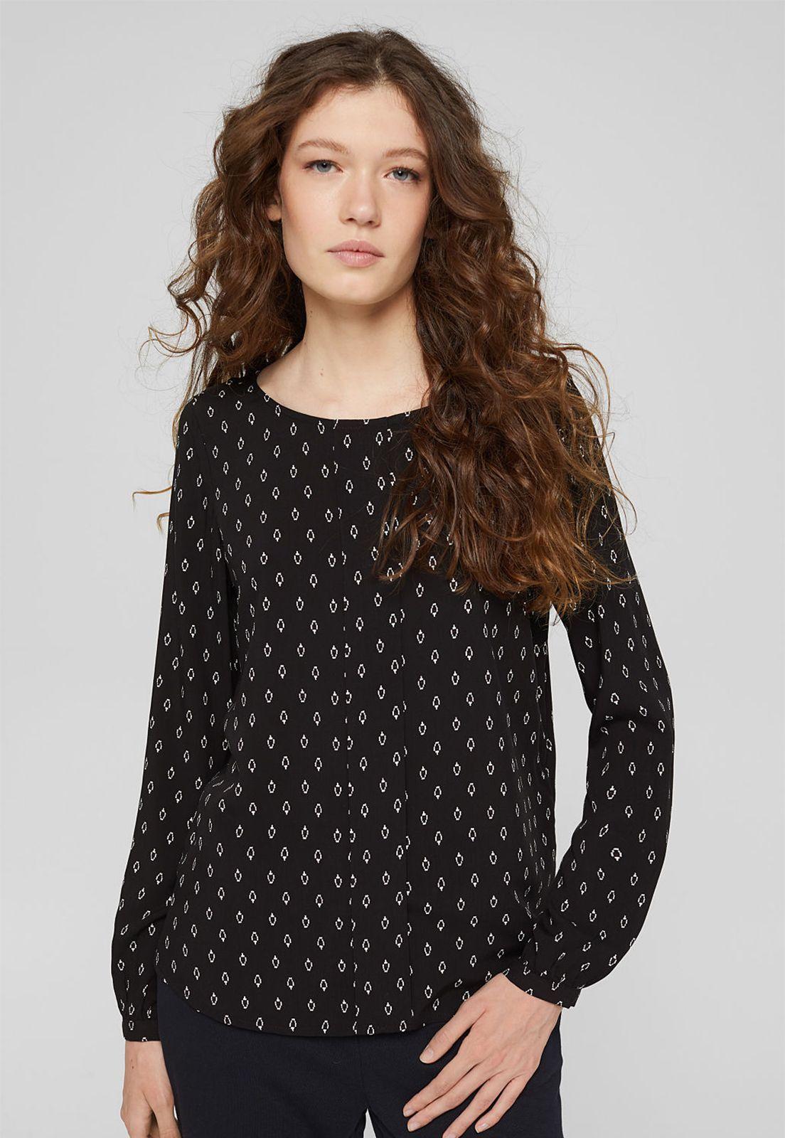 Blusa Estampada En Lenzing™ Ecovero™ Esprit Eco Negro-0