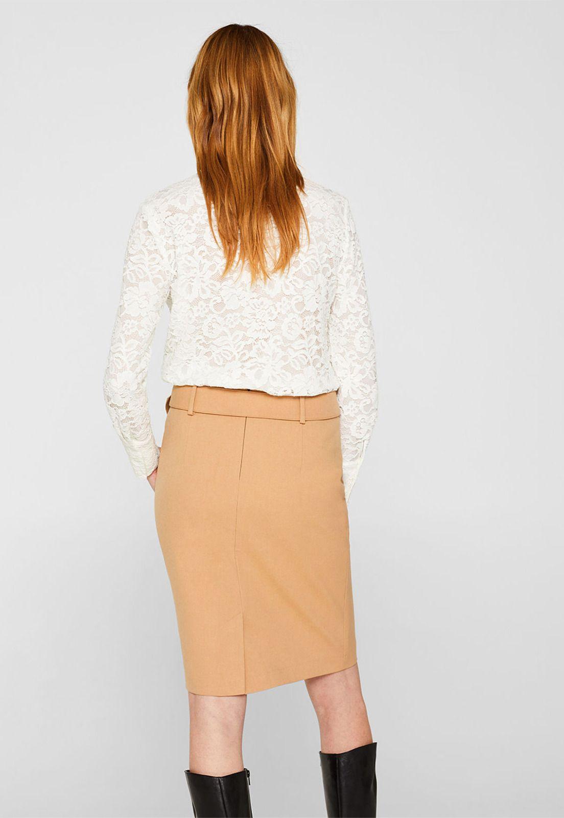 Falda Midi Con Cinturón Esprit-1