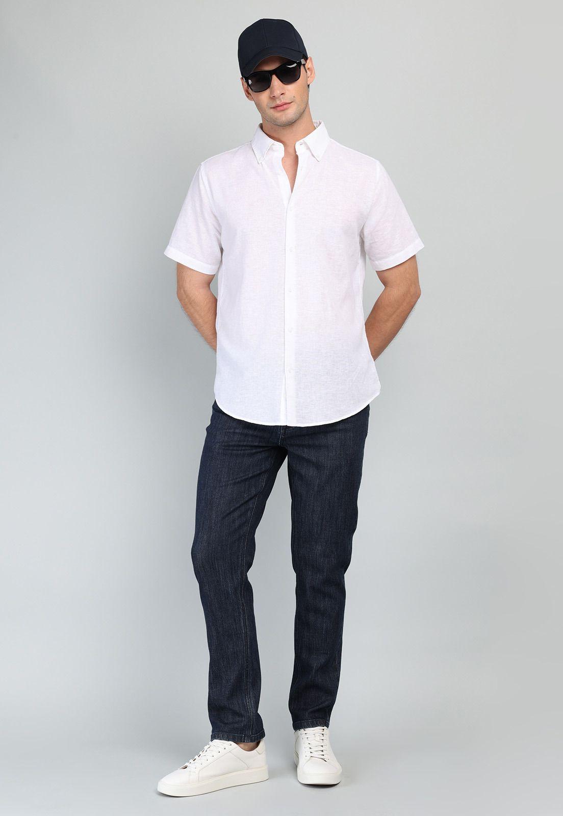 Camisa De Lino y Algodón Arrow CM32058BL-3