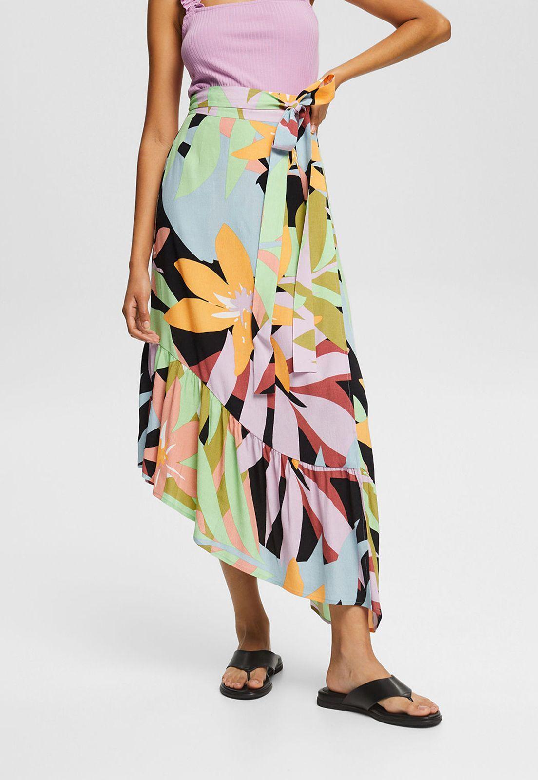 Falda Cruzada Con Estampado Colorido Esprit-0