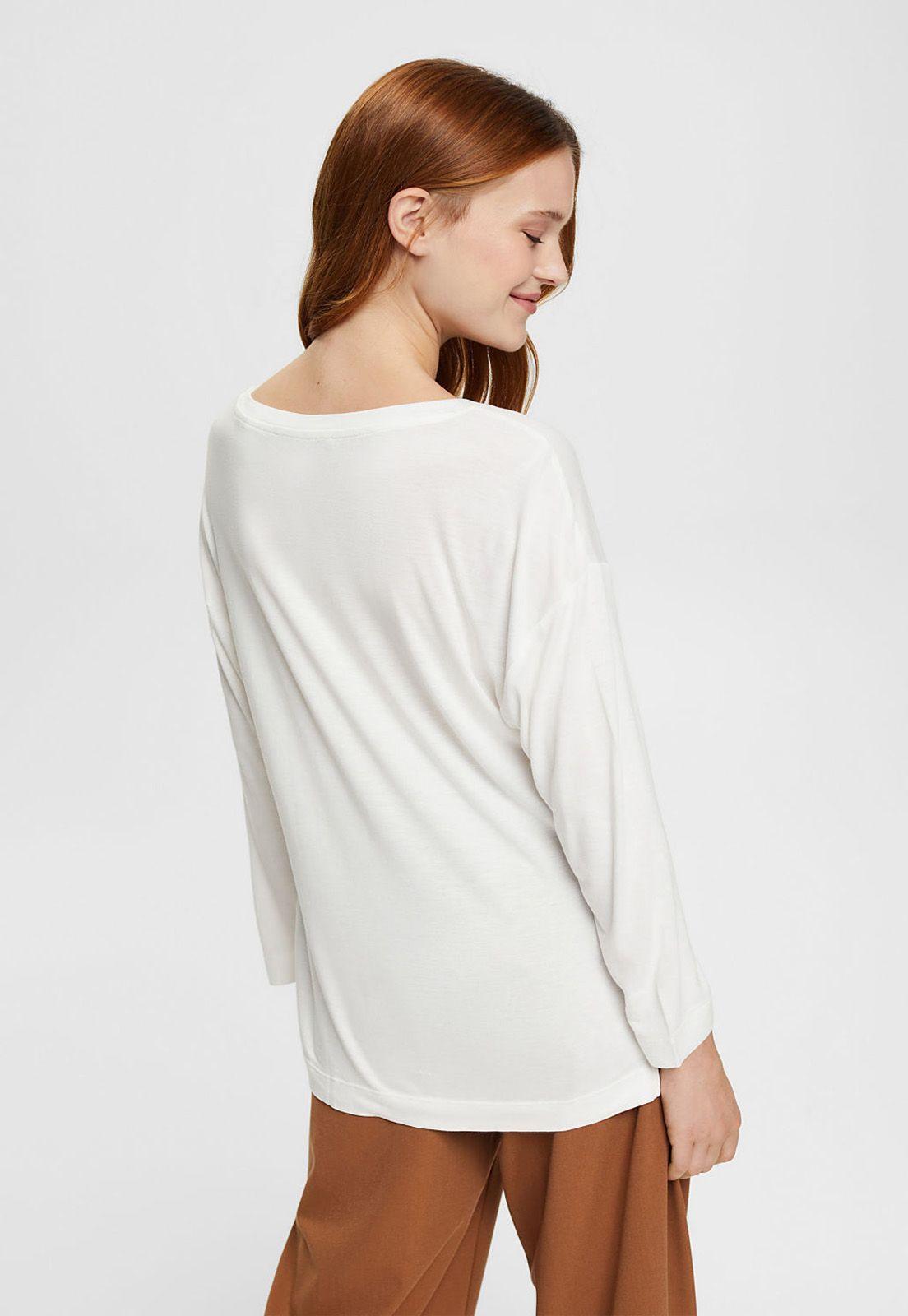 Polera Manga Larga Estampa De Hojas Esprit Azul marino-1