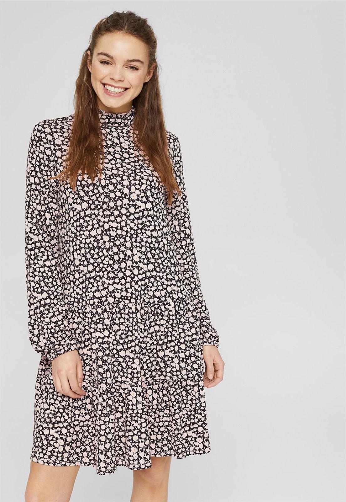 Vestido Midi Mujer Manga Larga Estampado Esprit-0