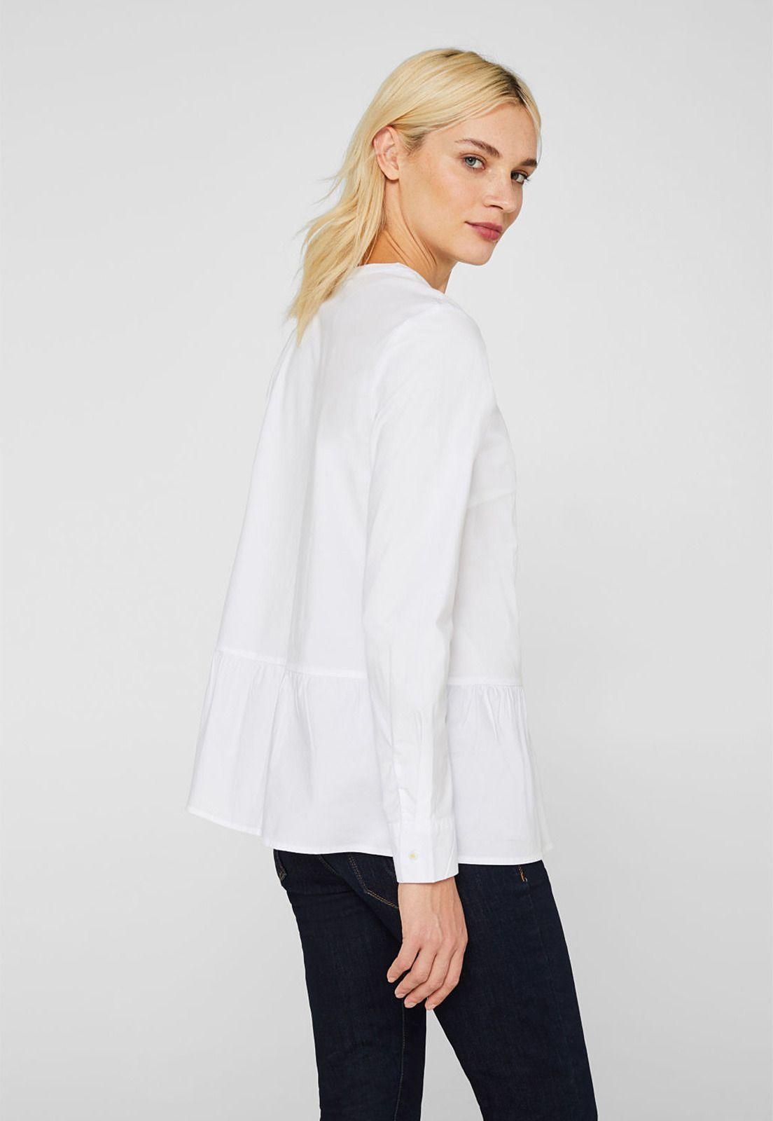 Blusa Elástica Con Volante En El Bajo-1