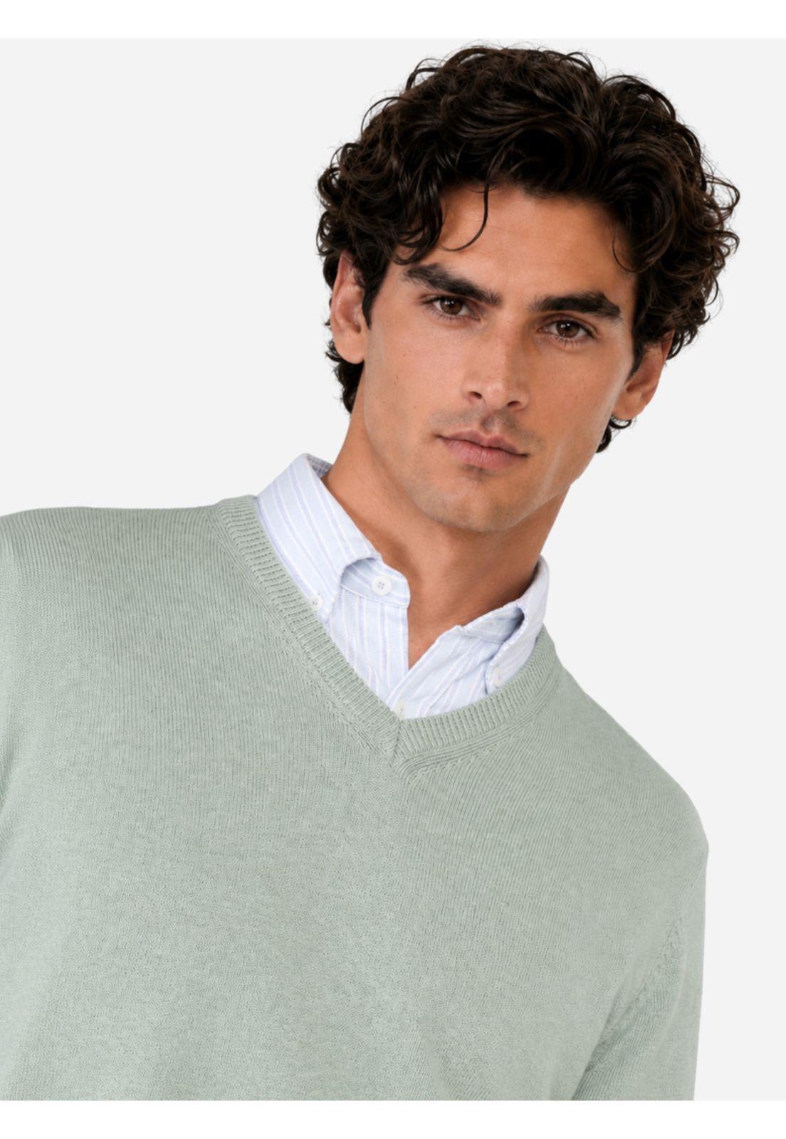 Sweater Cuello V Regular Fit Verde Claro Arrow SW33097VC-2