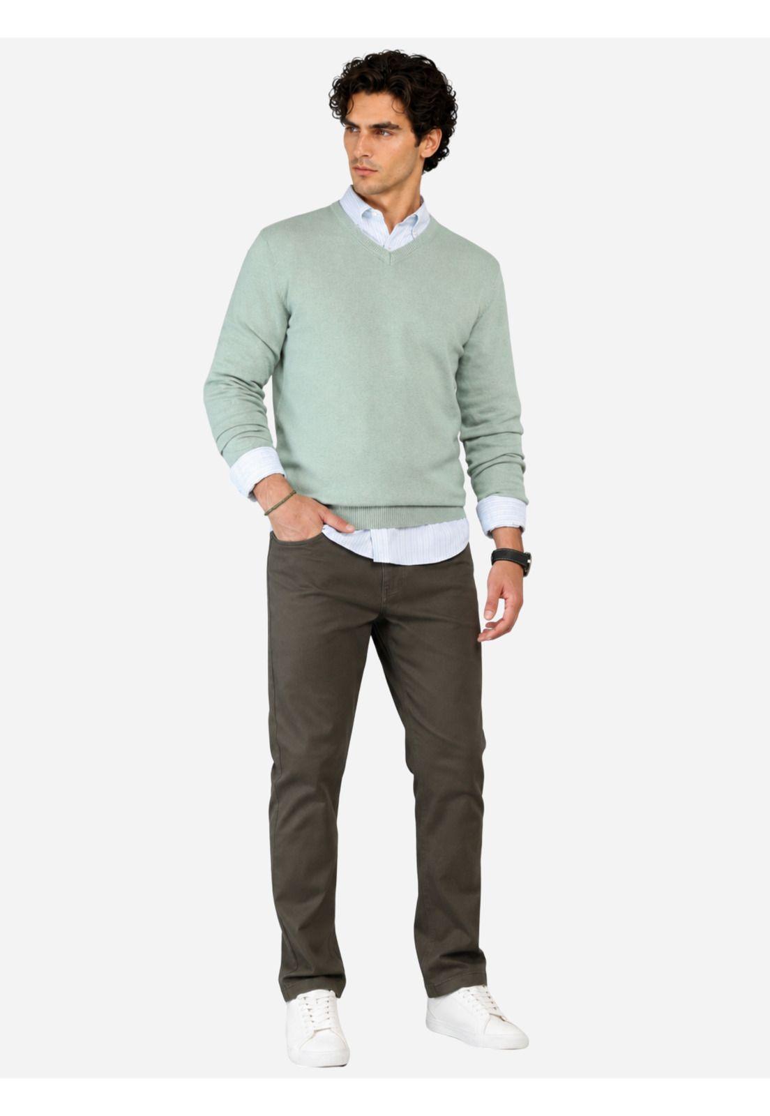 Sweater Cuello V Regular Fit Verde Claro Arrow SW33097VC-3