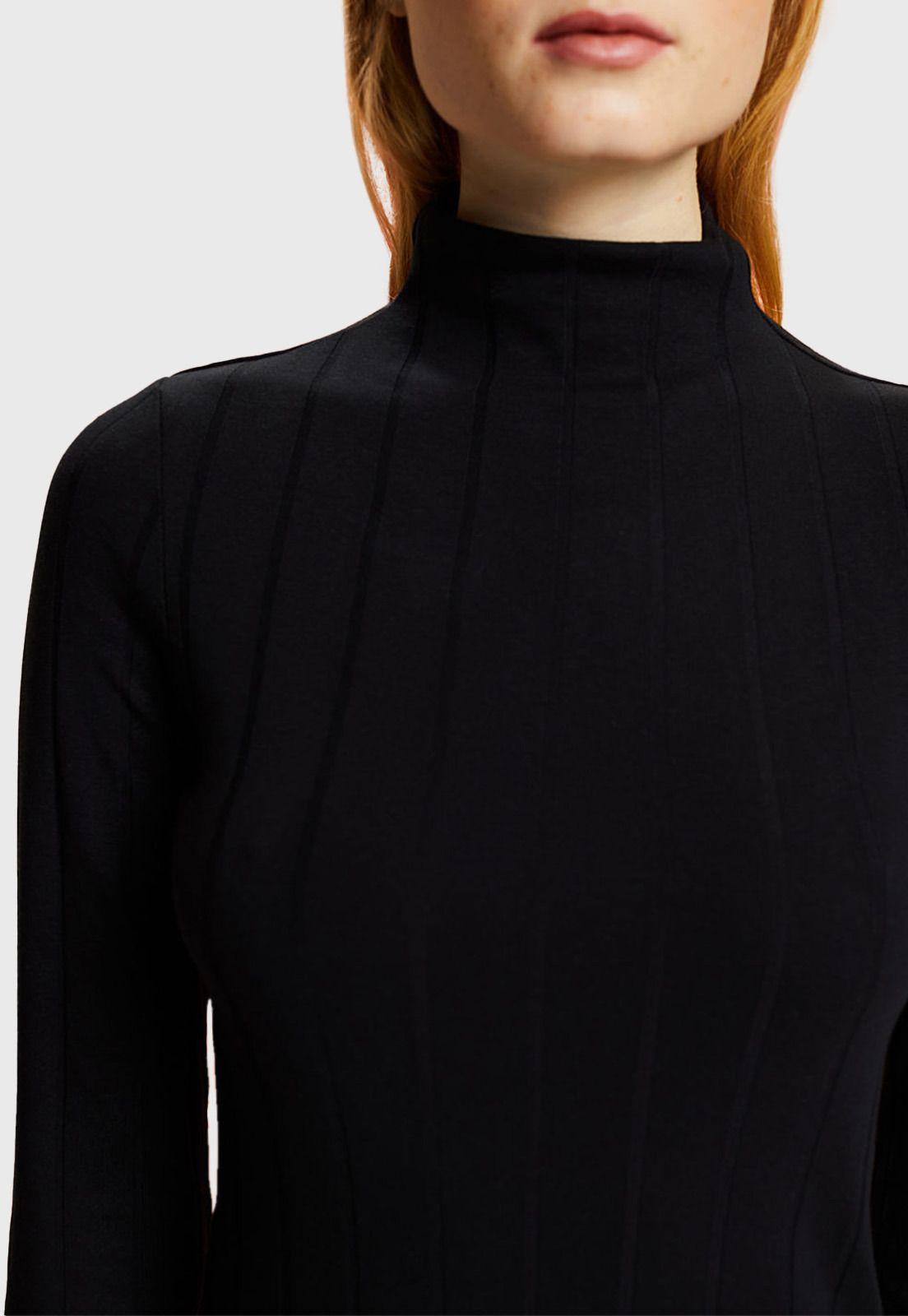 Polera Acanalada Con Cuello Alto Mujer Esprit-2